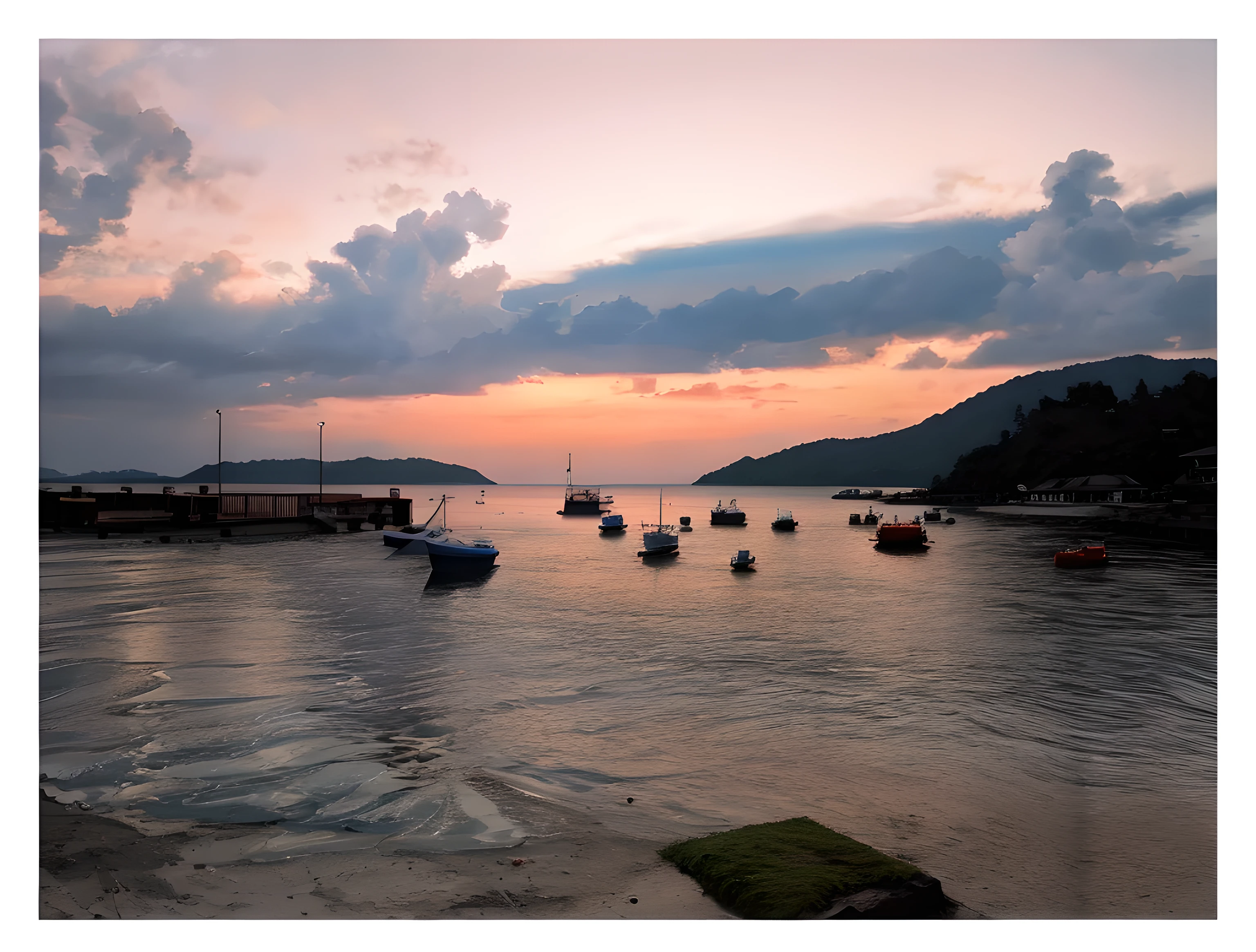 Create a Relistict image, 8k, UltraShape, HD, wallpaper landscape, sunset color, dreamer color, high sat, high contract