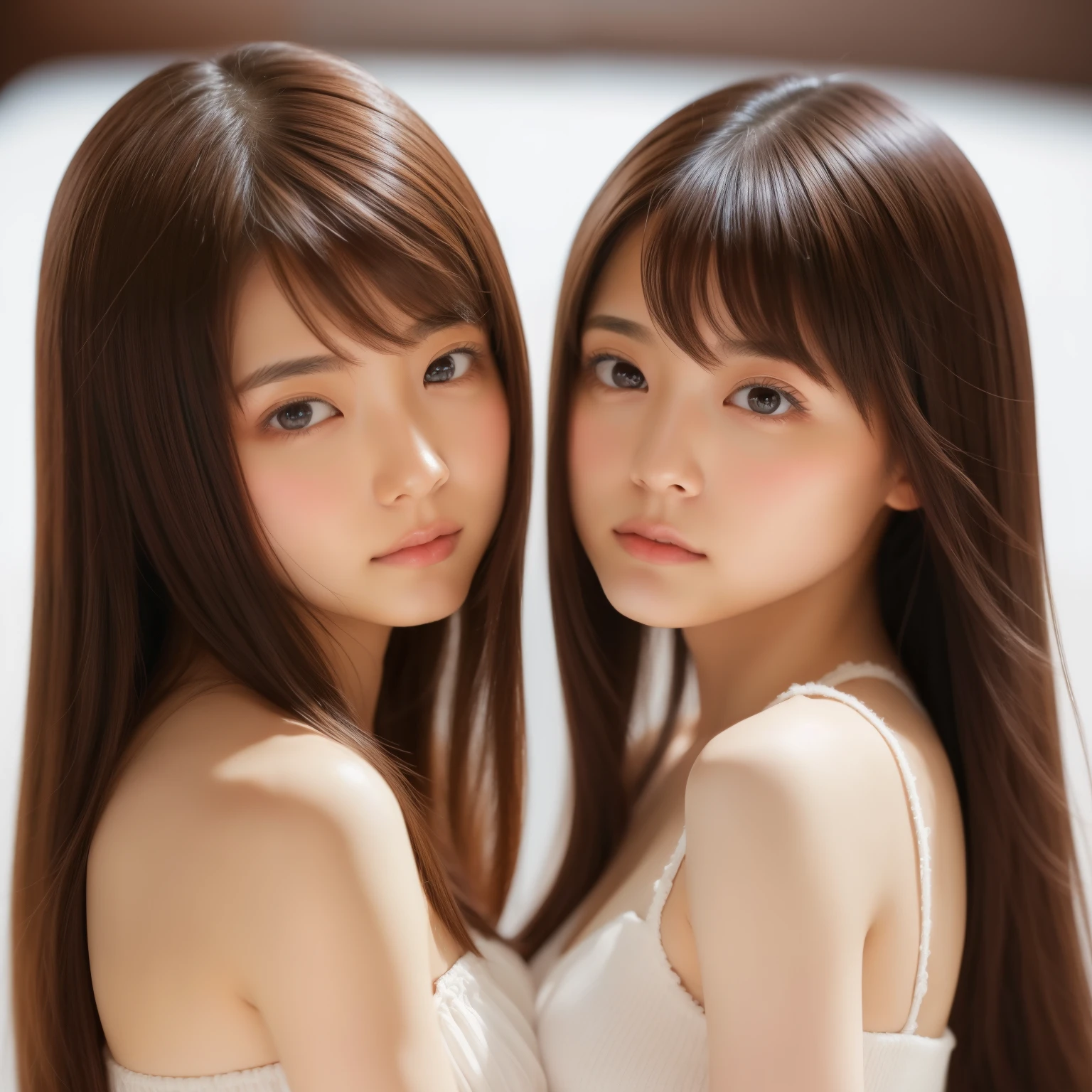 (((masterpiece))), highest quality, very detailed, detailed background, identical twin sisters, very beautiful girl, Japanese, , alone, detailed face, bangs, (random hairstyle :1.2), (young face), (perfect body:1.1), In 8K, wallpaper, wonderful, finely, super detailed, 超A high resolution, very detailed, pure erotic face, very detailed目と顔, detailed and beautiful eyes, very detailed肌, no makeup, (natural skin),snow scene