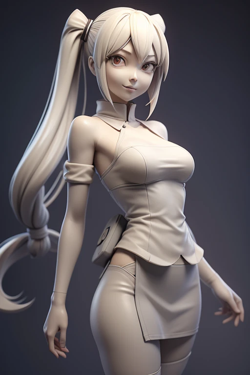 3DMM,Gray clay style,(masutepiece, Best Quality), grayscales, ZBXR, 1girl in, Solo, breasts, greybackground, Simple background, medium breasts, Upper body, White eyes, miku hatsune、miku、hatune