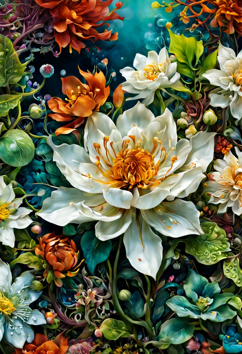 艺Super detailed 白色細緻蓮花 花海 专业photography, photography, intricate details, Super detailed, Surreal, ultra high definition