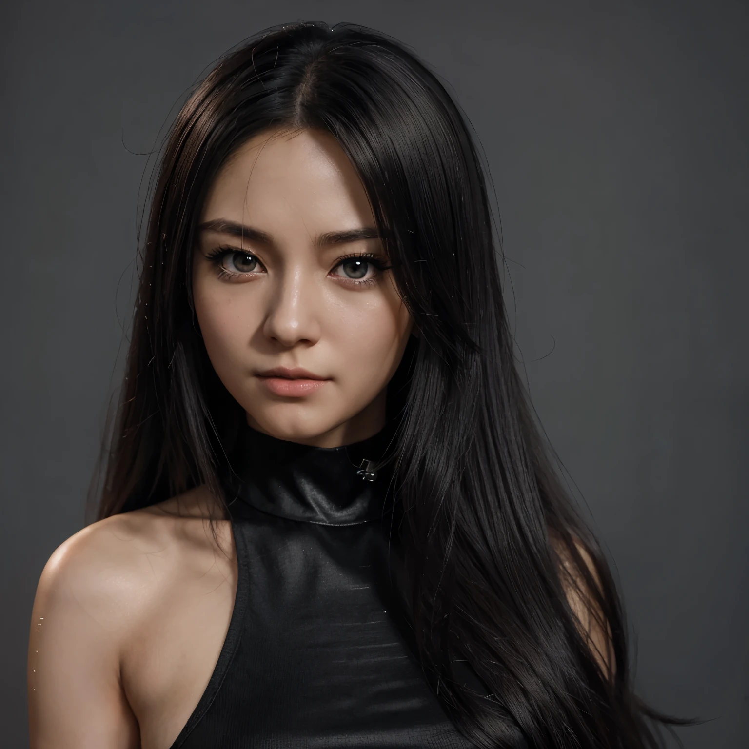 arafed image of a woman with long hair and a black top, 3 d anime realistic, photorealistic anime girl render, 8k portrait render, realistic anime 3 d style, smooth anime cg art, realistic young anime girl, realistic. cheng yi, photorealistic anime, beautiful realistic face, hyper realistic anime, stunning anime face portrait, realistic beautiful face