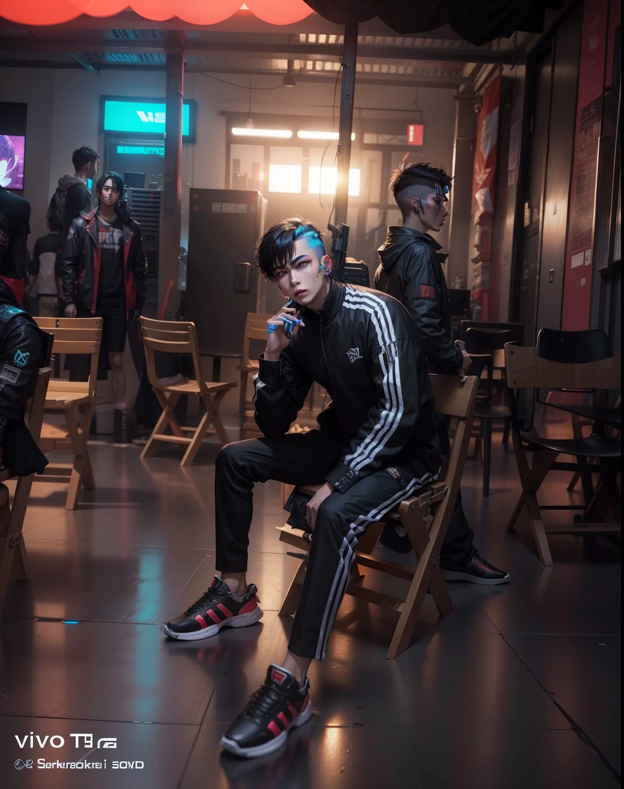 cyberpunk, handsome boy realface