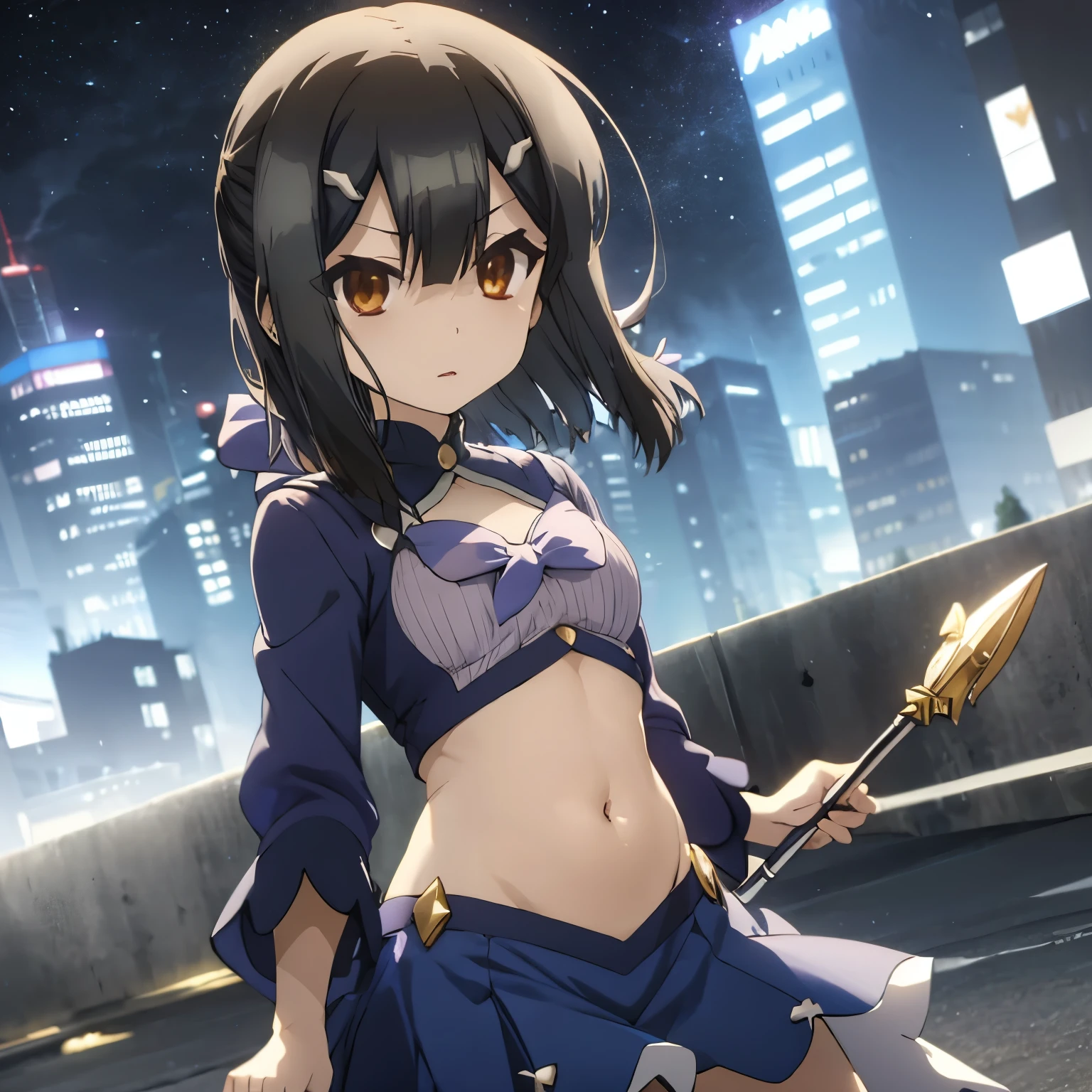 Miyu Edelfelt,magical girl clothes,belly button,City of night