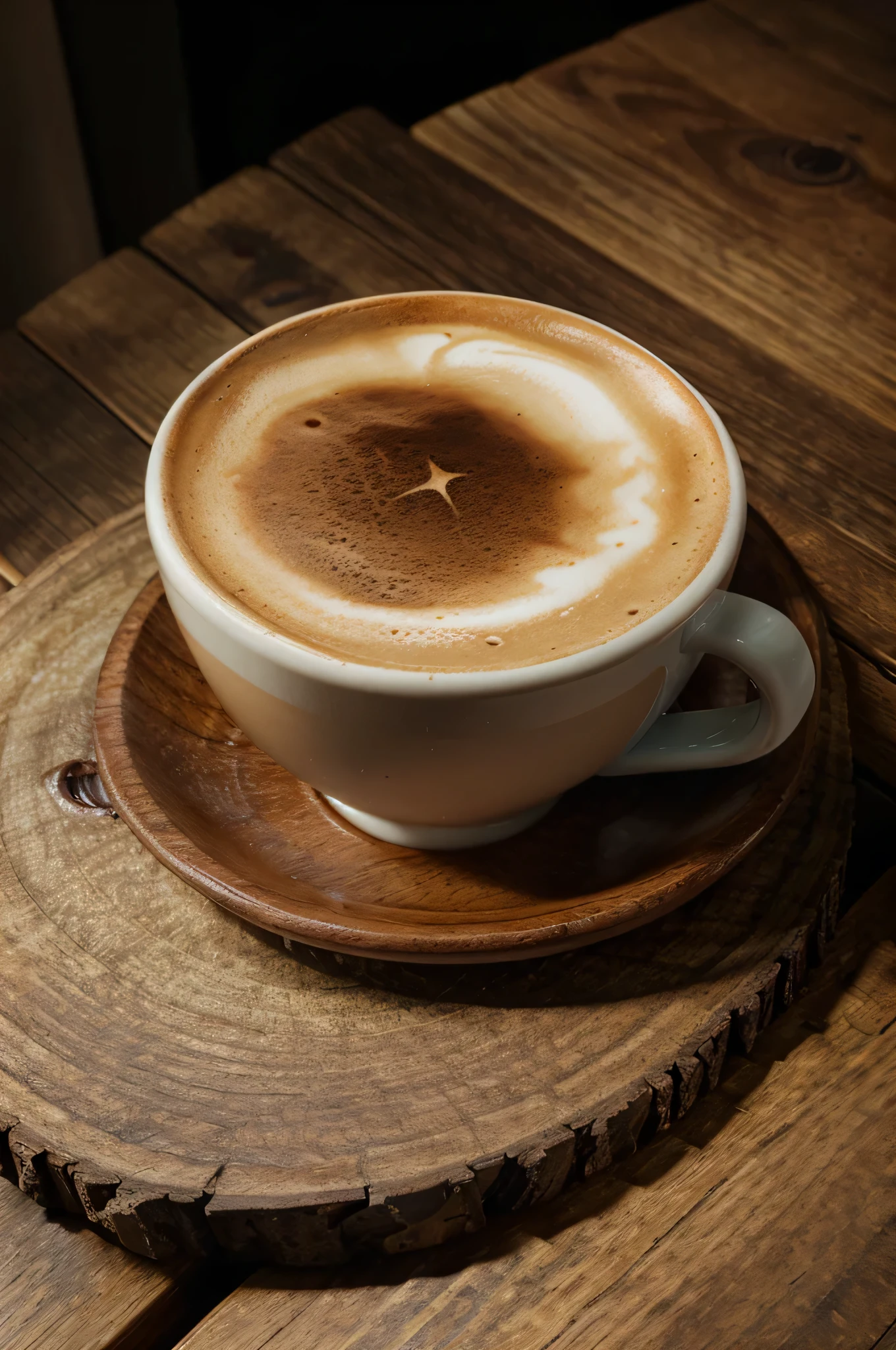 (best quality,ultra HD,realistic:1.2), coffee in a cup, on a wooden table, ultra-detailed, vivid colors