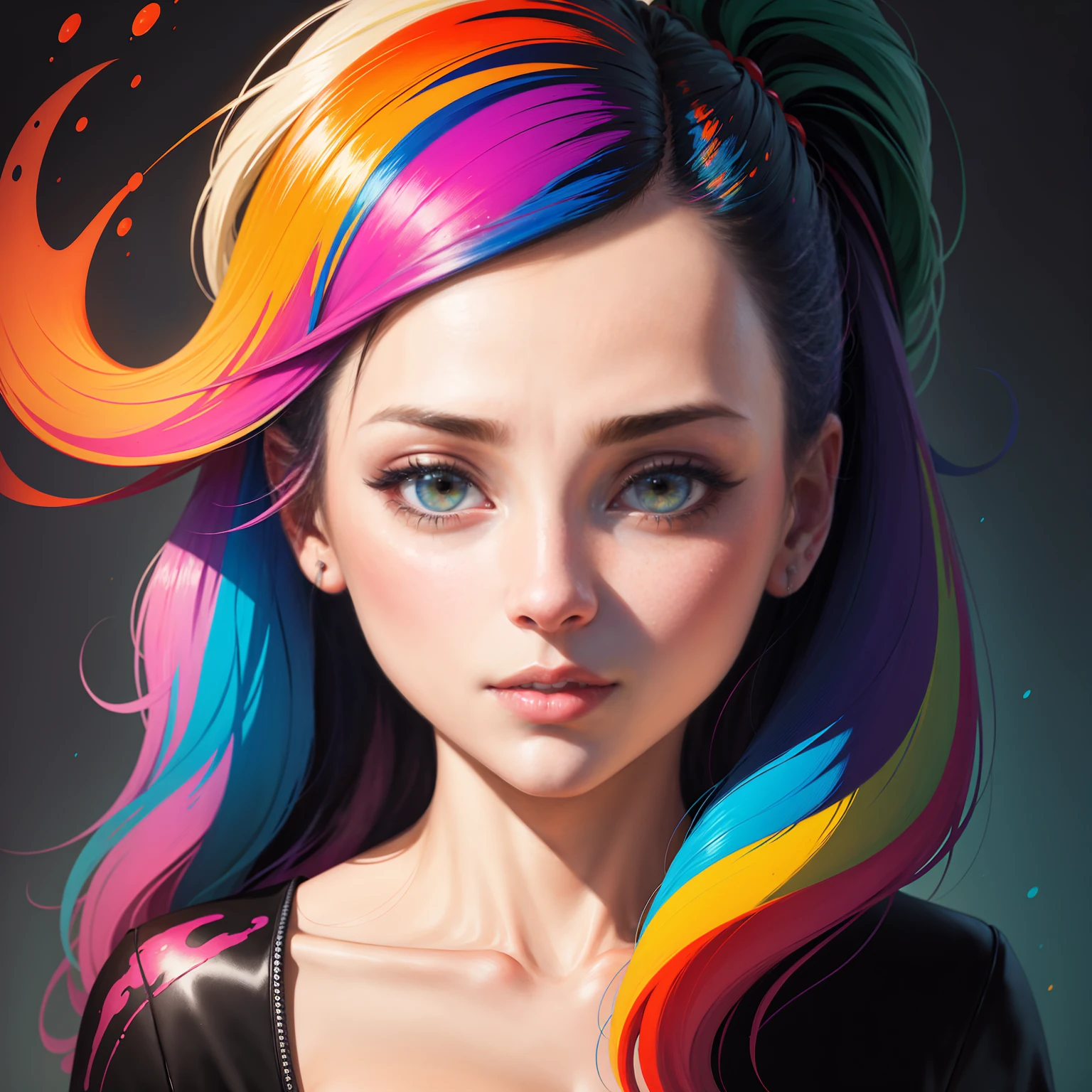 uma mulher com tinta colorida no rosto e no cabelo, gotejamento com cor, arte colorida bonita!, lindo arte digital, Pintura de Arte, Bela arte UHD 4K, retrato abstrato, arte colorida, linda arte digital linda, Arte de Alessandro Pautasso, face submerged in colored oils, pintura colorida, Beautiful acrylic fluid portrait, Tinta colorida, arte digital impressionante, arte colorida