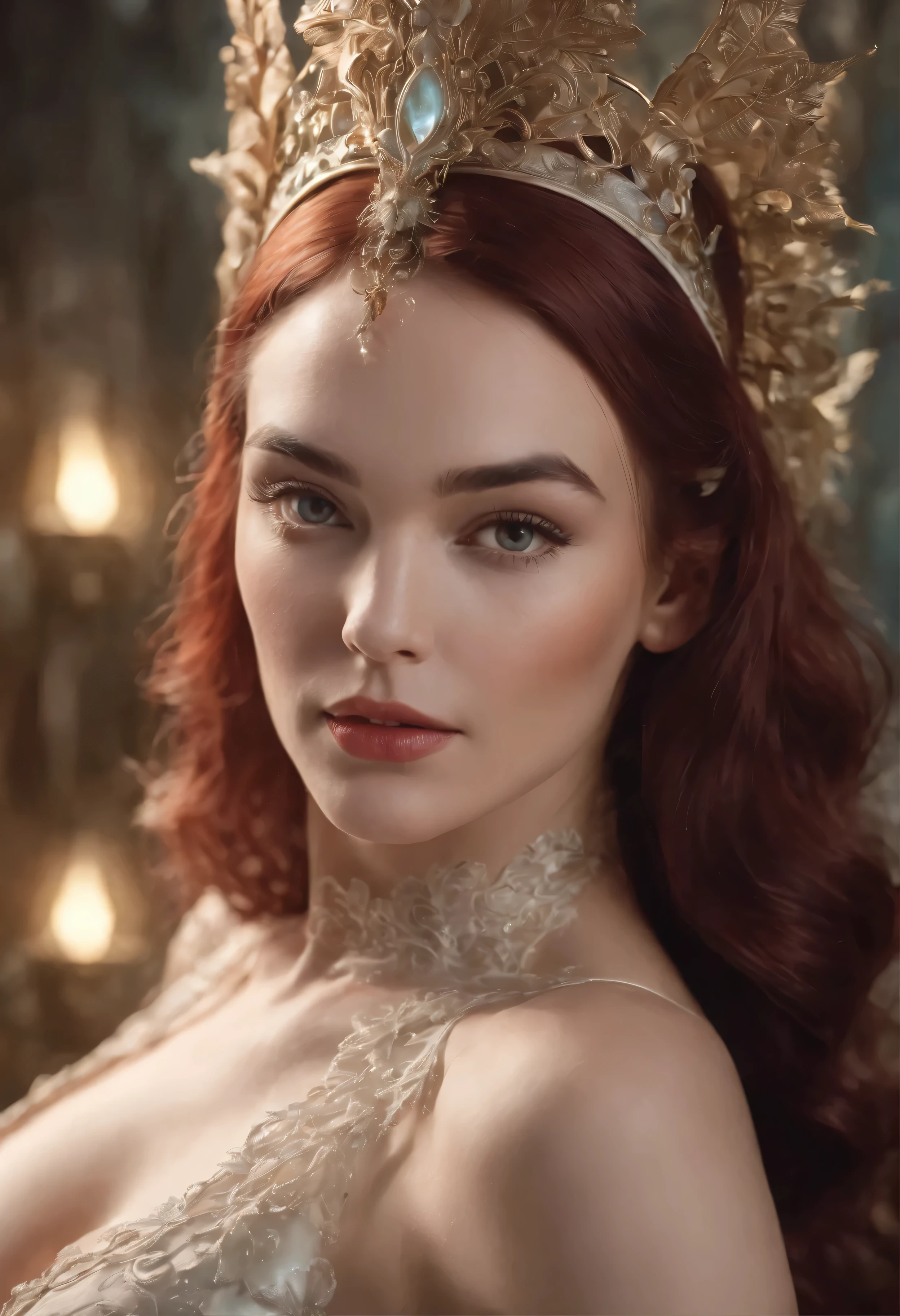 Bettie Page, starfire, Young white girl thin pale, cabelo vermelho, corpo inteiro, capa, pintura hiperdetalhada, luminismo, Bar lighting, complexo, 4k resolution concept art portrait by Greg Rutkowski, Artgerm, WLOP, Alphonse Mucha, little fusion pojatti realistic steampunk, fractal isometrics details bioluminescens : uma fotografia realista impressionante 30 anos , ruiva, Stunning beautiful Italian god with large white flowers Wet bone structure tiara, 3d render, octane render, intrincadamente detalhado, titanium decorative headdress, cinemactic, trending in artstation | isometric | Amazing colorful centered hypereallistic cover photo, hand-drawn, escura, arenosa, realista mucha, klimt, erte .12k, intrincado. hit definition , cinemactic, rough sketch, mistura de linhas escuras ousadas e linhas soltas, linhas ousadas, no papel, corpo inteiro com vestido de veludo, humanoide, corpo inteiro.