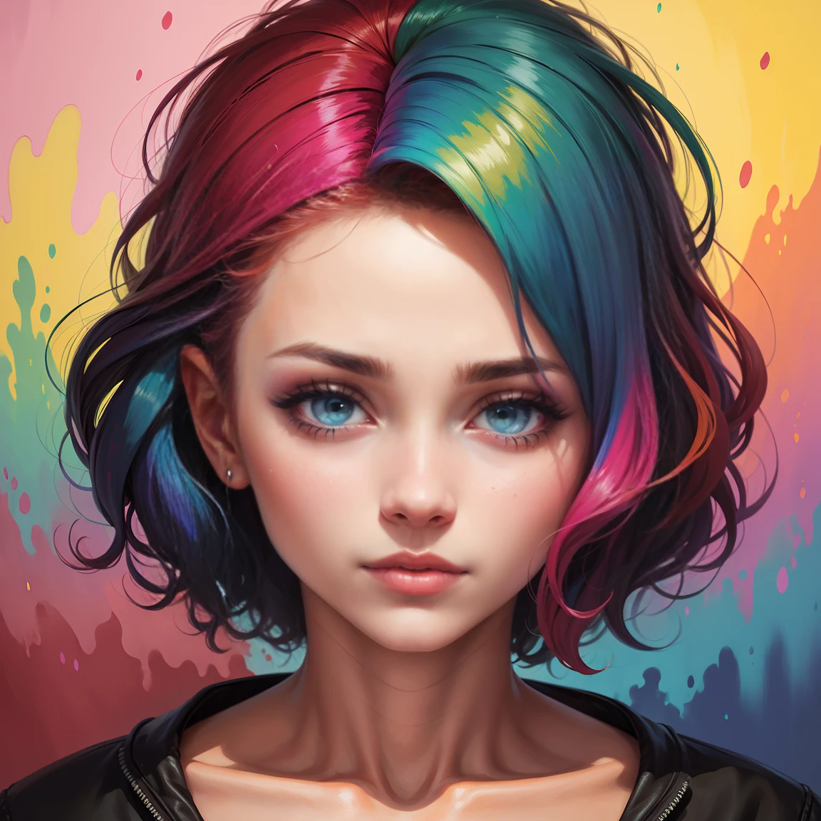 uma mulher com tinta colorida no rosto e no cabelo, gotejamento com cor, arte colorida bonita!, lindo arte digital, Pintura de Arte, Bela arte UHD 4K, retrato abstrato, arte colorida, linda arte digital linda, Arte de Alessandro Pautasso, face submerged in colored oils, pintura colorida, Beautiful acrylic fluid portrait, Tinta colorida, arte digital impressionante, arte colorida