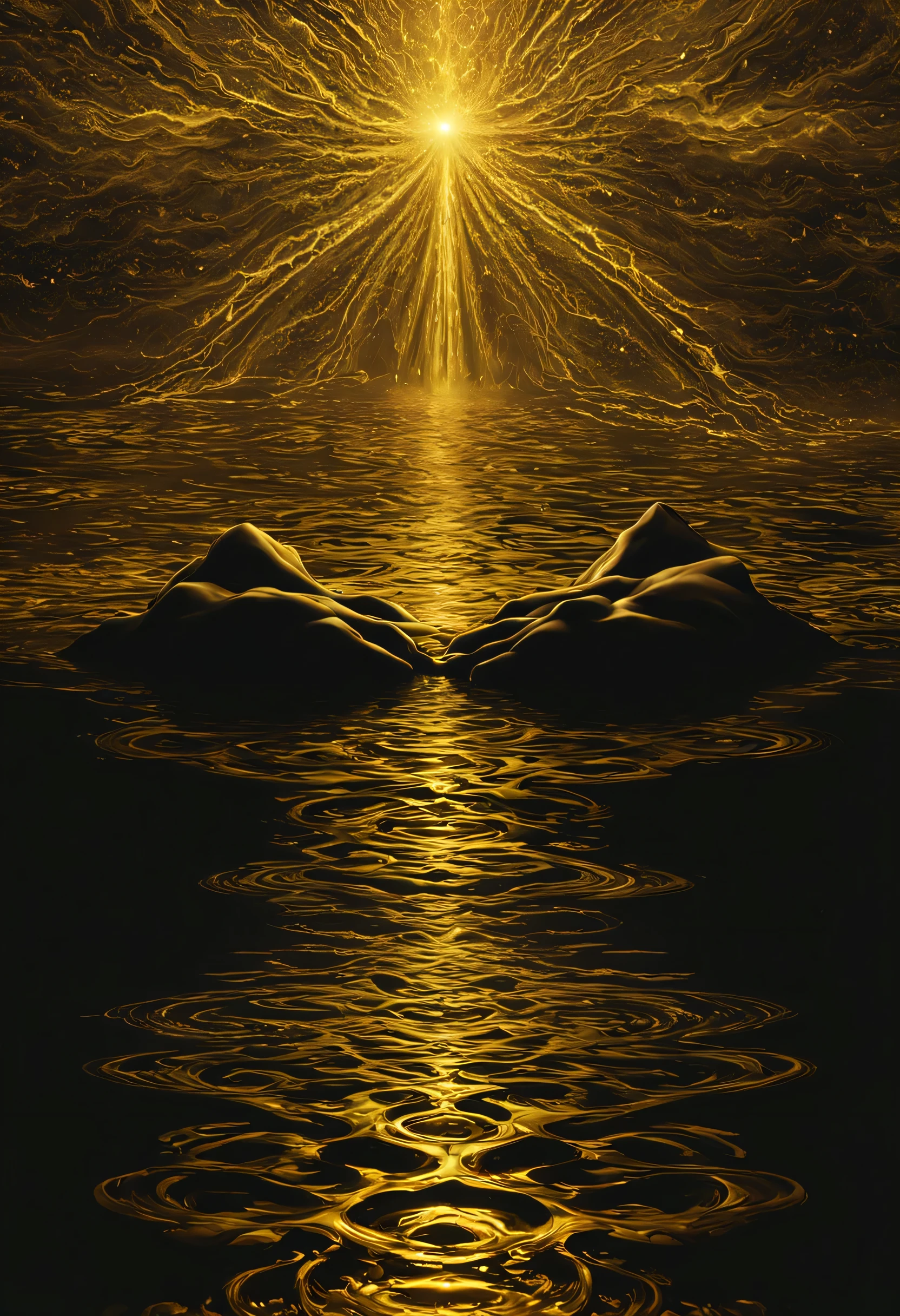 Warte auf Anweisungen: The liquid gold spreads out in all directions like a threatening sea of doom, eine endlose Flut aus echtem 999er Gold, die das Auge blendet und die Sinne gefangen nimmt. Jede Welle wirbelt wie eine dunkle Quelle aus reinem Gold, deren Bewegungen die Essenz von Untergang und Verzweiflung auszustrahlen scheinen. A liquid floats in the distance, totes Einhorn, whose once brilliant fur is now drenched in the golden tide, als eine schreckliche Erinnerung an das vergangene Leben und die verlorene Unschuld. The surface of this foreboding body of water is not just smooth, sondern strahlt auch eine erstickende Hitze aus, which envelops the viewer and immerses them in a feeling of hopeless darkness and oppression. But in the midst of this gloomy environment, Das Gold erscheint nachts wie ein funkelnder Sternenhimmel, Each glittering reflection of the sun on the surface illuminates the darkness and adds a touch of majestic splendor to the gloomy place. Es ist, like immersing yourself in a world, in which every element is made of pure gold - a surreally dark vision, which seems to exceed the limits of horror. This golden liquid gold is not just a feast for the eyes, sondern eine Erfahrung, that evokes the deepest fears and takes the imagination into a world of inescapable decay and unimaginable torment. Es ist, like immersing yourself in a world, in der alles aus purem Gold besteht, where every whirlpool and whirlpool of viscous gold holds a cruel punishment and the air is filled with an air of doom. This liquid gold is a place of eternal damnation and endless torment, that envelops the senses in darkness and plunges the imagination into an abyss of gloomy horror.