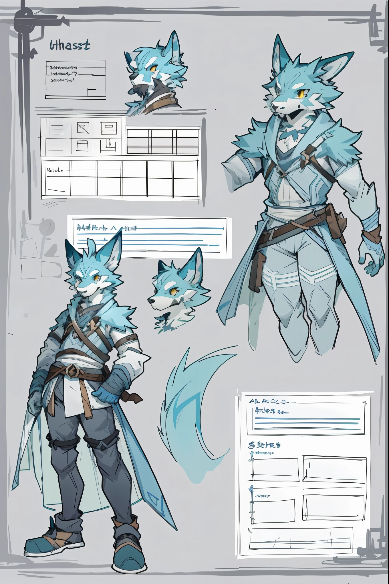 (masterpiece, ultra detailed, best quality)(style of RPG)(concept art, character sheet)absurdres, perfect anatomy(furry anthro),