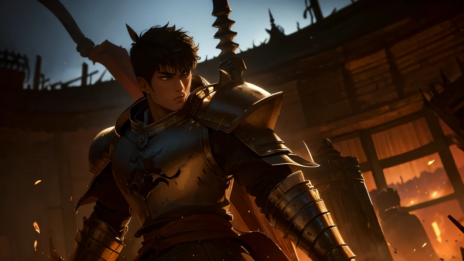 Berserk, Guts, Violence, Anger, Enemys, Florest, Armor, Golden Age, High details, HD, 4K