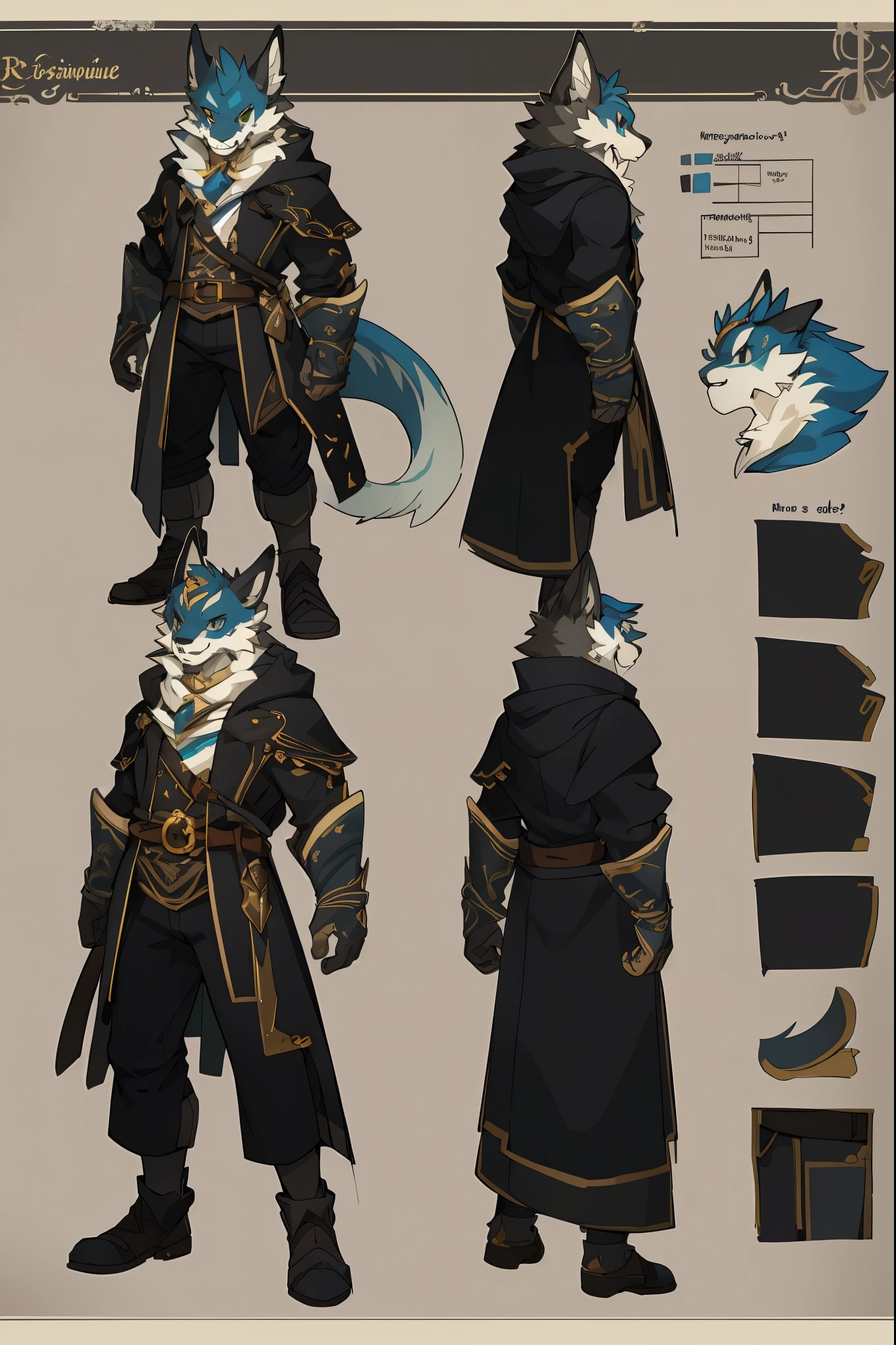 (masterpiece, ultra detailed, best quality)(style of RPG)(concept art, character sheet)absurdres, perfect anatomy(furry anthro),