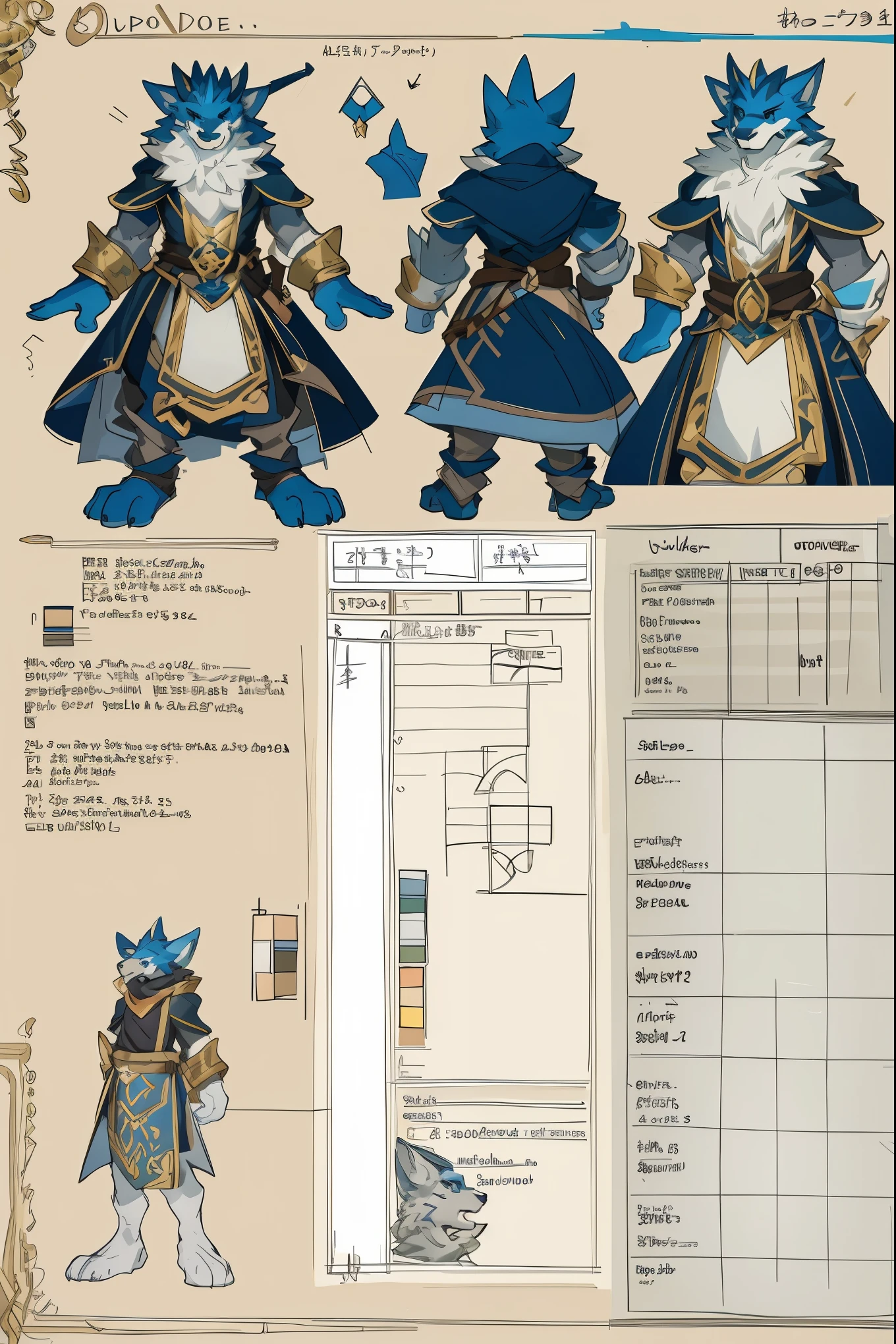 (masterpiece, ultra detailed, best quality)(style of RPG)(concept art, character sheet)absurdres, perfect anatomy(furry anthro),