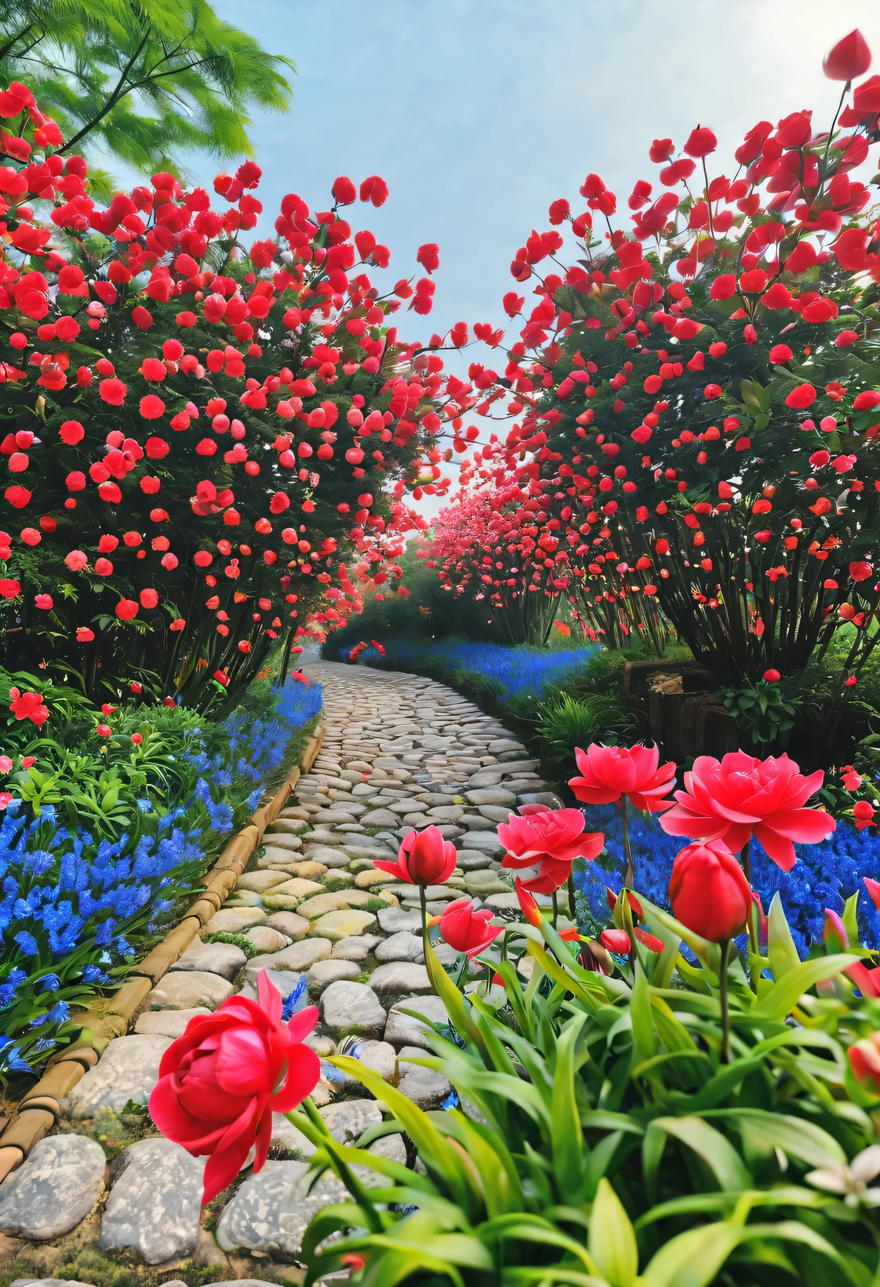 空中飞舞的flower瓣，漂浮的flower海，Red rose 、carnation、米红carnation 、tulip 、黄tulip、universe 、水仙flower、Wenzhu 、秋天的peony、白山茶flower、红山茶flower、gladiolus 、never forget myself、鸡冠flower 、daisy 、Phalaenopsis 、Kirin grass、lilac、梅flower、蓝铃flower、Swiftlet、Platycodon 、witch hazel、Jinqueer、桃flower、Dianthus 、Zinnia、white tea、margarita、橙flower、Cornflower、cold grass、杏flower 、Gloxinia 、杜鹃flower、栀子flower、flower、凤仙flower 、big lilac、李flower、樱flower 、peony、大丽flower 、aconite、金盏flower、pansy 、snapdragon 、flower菖蒲 、长春flower 、apple 、Tarzan wood，(漂浮的各种flower，悬浮的各种flower，飞舞的各种flower，流动的各种flower，no humans)，\(fantasy art\)，colorful style，high saturation，high contrast，(panoramic，imagine，super wide angle，flower海，flower的世界，flower田)