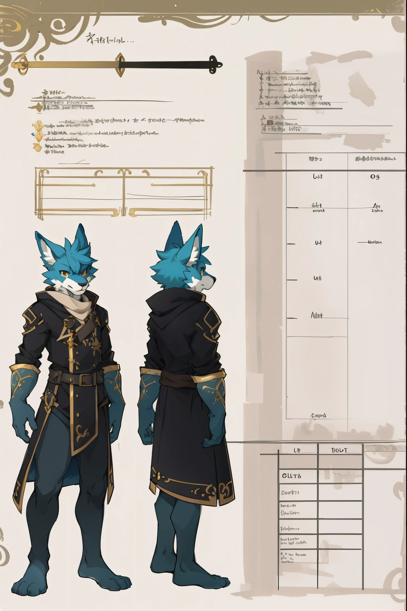 (masterpiece, ultra detailed, best quality)(style of RPG)(concept art, character sheet)absurdres, perfect anatomy(furry anthro),