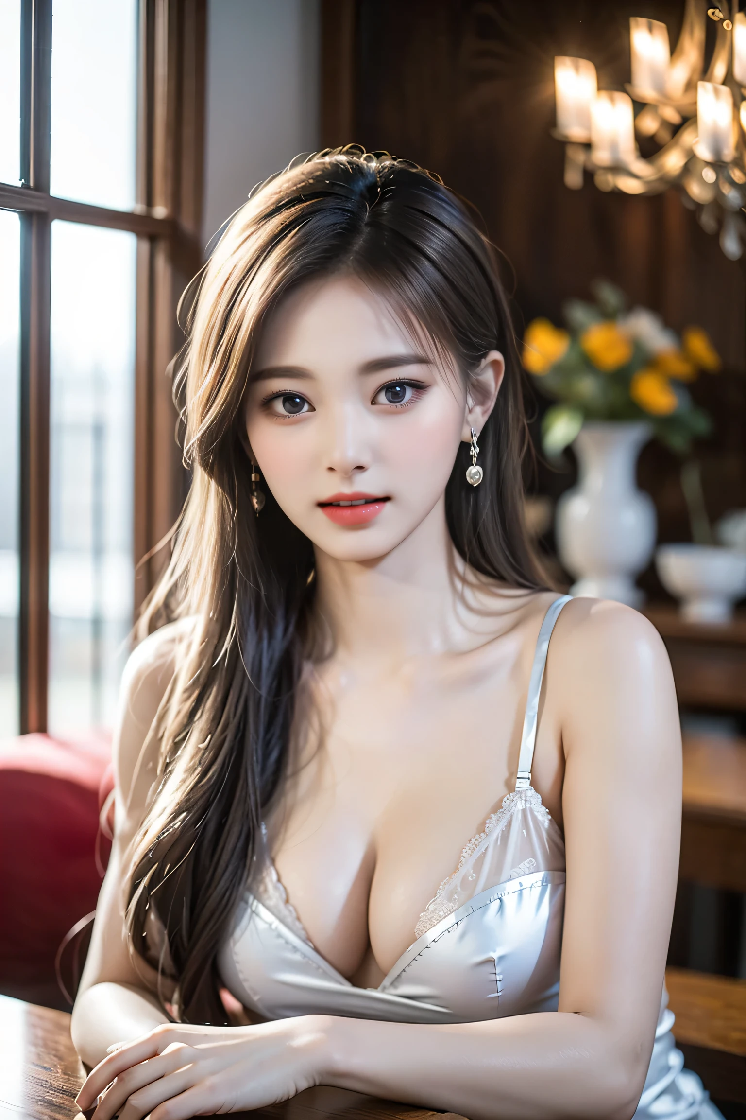 top quality work,Real work,Ultra premium graphics,8K HD CG作品,high quality graphics,High-definition CG works,10x pixels,super fine details:1.1,Advanced technical details:1.1Real as a photo,indoor lighting effects:1.5,Natural light:1.5. light effect(virtual light effect:1.8),超A high resolution,shiny赤いドレス,長いsilver hair,silver hair,transparent hair,high detail hair(premium hair detail:1.1)clear eyes,beautiful double eyelids,sharp eye makeup, delicate eyelash makeup, thin eyebrows, highly detailed eyes,high nose, nice red lips, rose cheeks, A face with delicate makeup , cute face, perfectly proportioned face,(Advanced facial details:1.1),shiny,summer sexy fashion show、commuting maxi ,stiletto heels,(lingerie collection,Lingerie Photoshoot,Authentic underwear works,At the banquet hall,woman'artwork of,(full body figure),realism,wonderful,My eyes are shining today