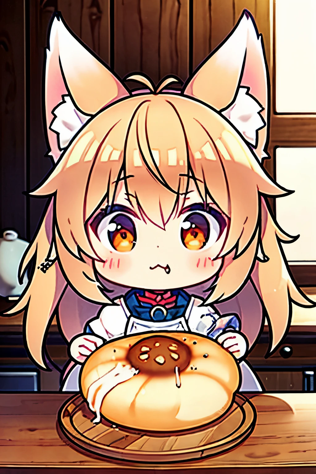 可爱的仓鼠吃东西,anime girl with a plate of food in front of a bunch of cats, anime moe artstyle, maplestory mouse, eating cakes, anime food, by Kanbun Master, restaurant!, pixiv, by Shingei, ❤🔥🍄🌪, loli, pixiv style, rin, isekai, ahegao, zerochan art, marin kitagawa fanart