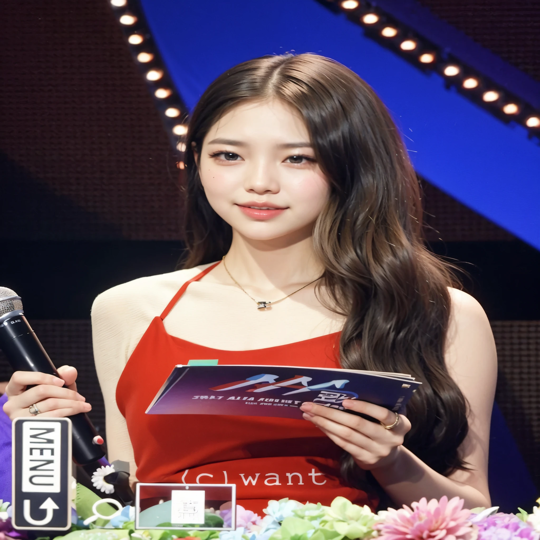 um close de uma mulher segurando um microfone e um livro, Jaeyeon Nam, korean idol, bae suzy, Heonhwa Choe, Lee Ji-Eun, Lee Ji-eun, lalisa manobal, Jinyoung Shin, estacionar a partir de-min, Jiyun Chae, dilraba dilmurat, Hwang se-é, jossi do blackpink