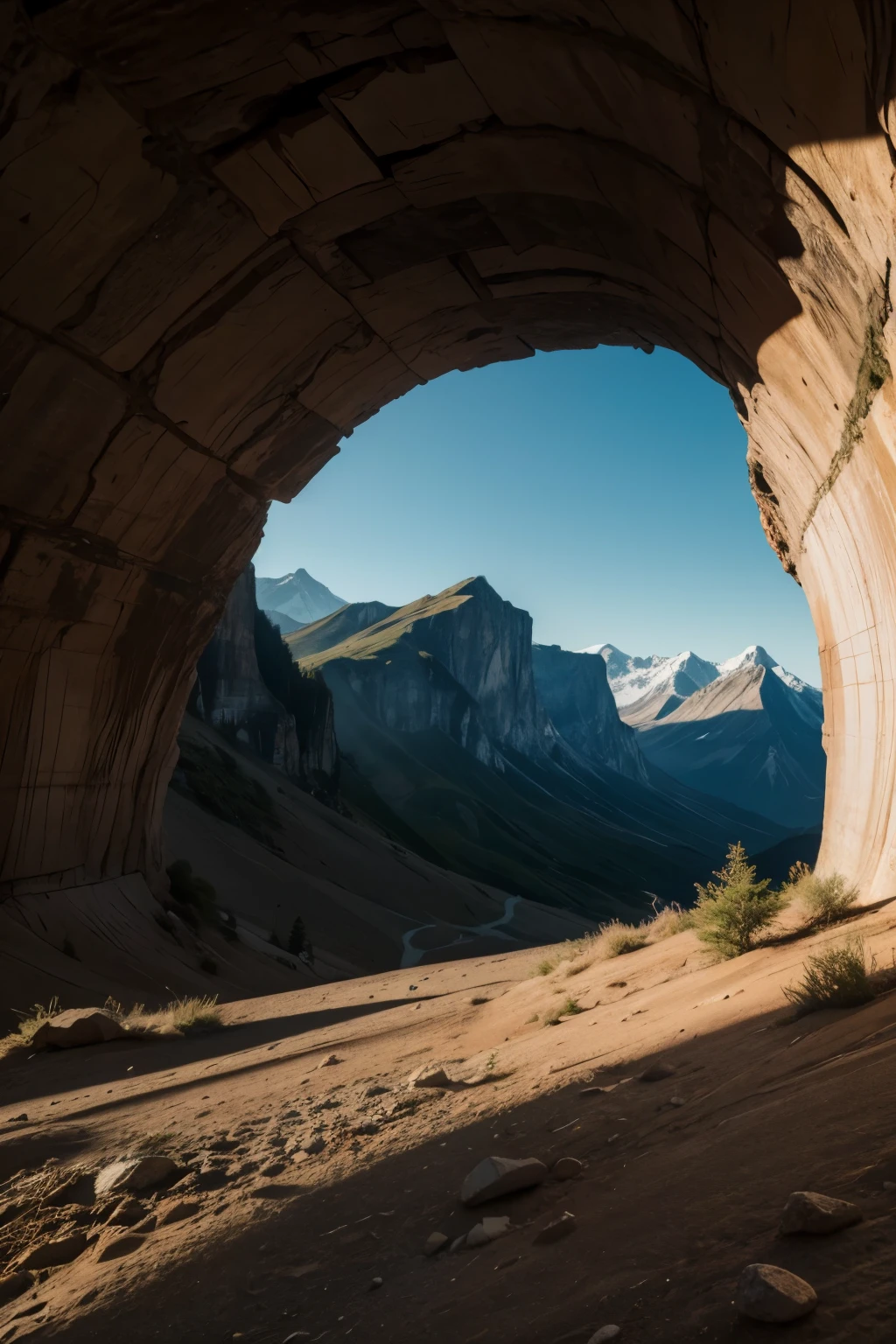 mountain range with extremely steep peaks and many deep ravines and the lower range is covered in wasteland