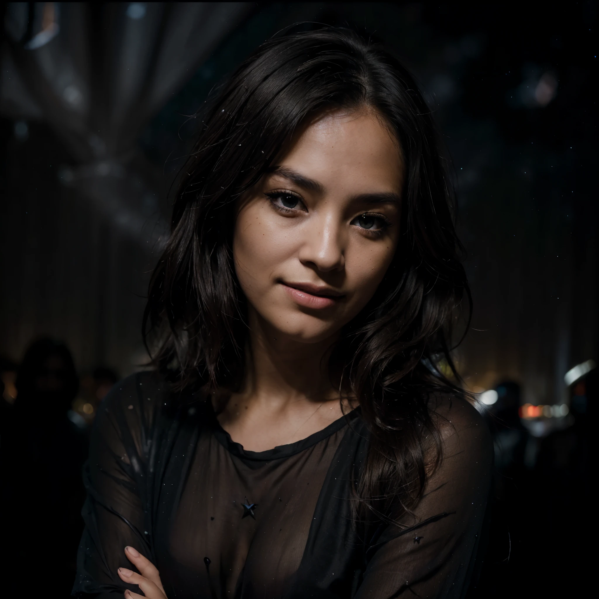highest quality, epic realistic, ((in the pitch black darkness :1.4)), ((portrait:1.5)),(background: dark ) high contrast ,glorious picture, lowest lux, lighting face, she and he's comfortable, dark plain shirt, looks incredible, (8k, Raw photo, Highest quality),(epic realistic:1.5), a pair of woman and man, face,(detailed eyes:0.8),(looking at the camera:1.4), (Highest quality), ( high contrast, deep shadows),Intricate details,cinematic,((skin:1.4)), (long dark hair:1.3), long hair and short hair, messy ,(Hdr:1.5),Detailed, colors, Superior quality, ( starry sky: 1.4), Masterpiece, Raw Photo (20-year-old, looking at viewer), beautiful and handsome, (wearing dark shirt,), perfect, natural, perfect composition, portrait, perfect face, smiling expression, Captivating eyes, Bright details, Tight lips, (High Skin Detail),, (blue tint: 0.6), (sale: 0.8), (bloody: 0.7), Key lighting , (backlight: 0.5), Medium depth of field, Canon 5d, 50mm lens, f/4 apertures, (Ultra-detailed, Complex detail), sharp focus, soft colors, 8k, Absurd, 80mm, dark background, photography, smiling, pinay, filipina, small, hugging