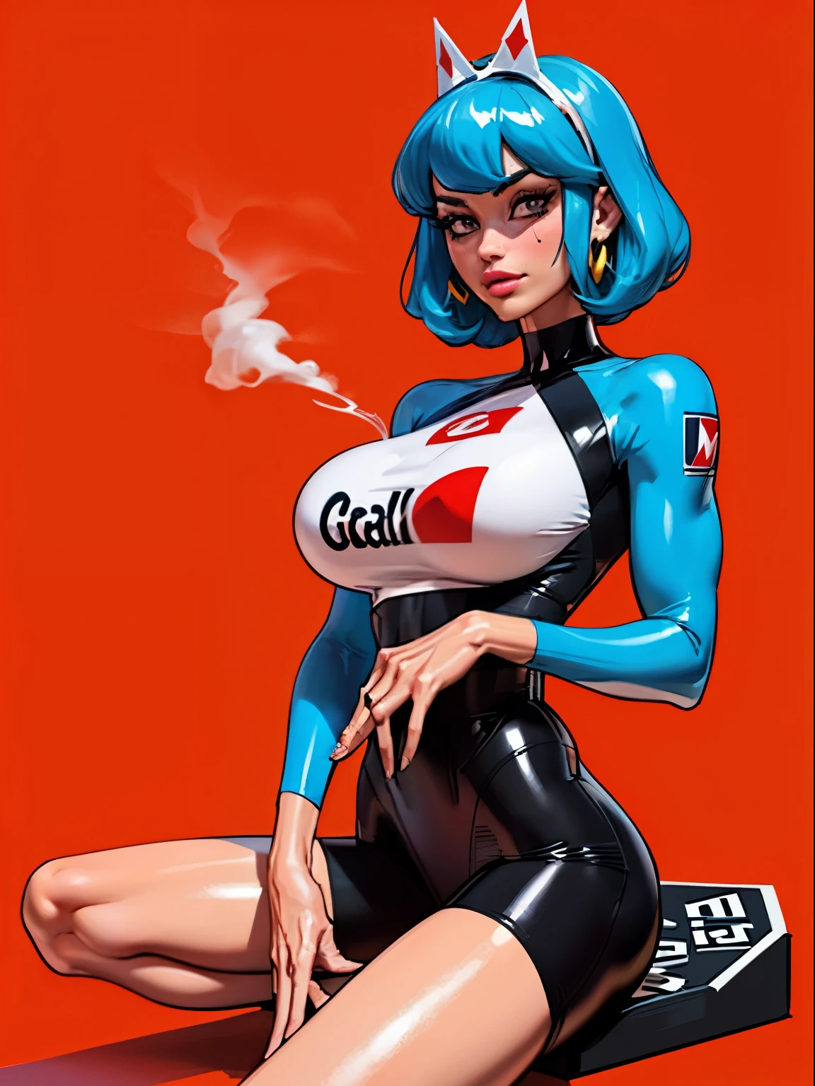 8k, Cartoon Illustration of a Woman in Chef Uniform Holding a Knife and a Piece of Pizza, Naughty Nurse Alien Robot, J.. Scott Campbell, J. Scott Campbell, cutesexyrobutts, zenoscope, lola bunny fanart, wrench gadget hack, anime barbie in white socks, cute cyborg pinup girl, comic pinup style, Invisible woman, pinup art, color illustration