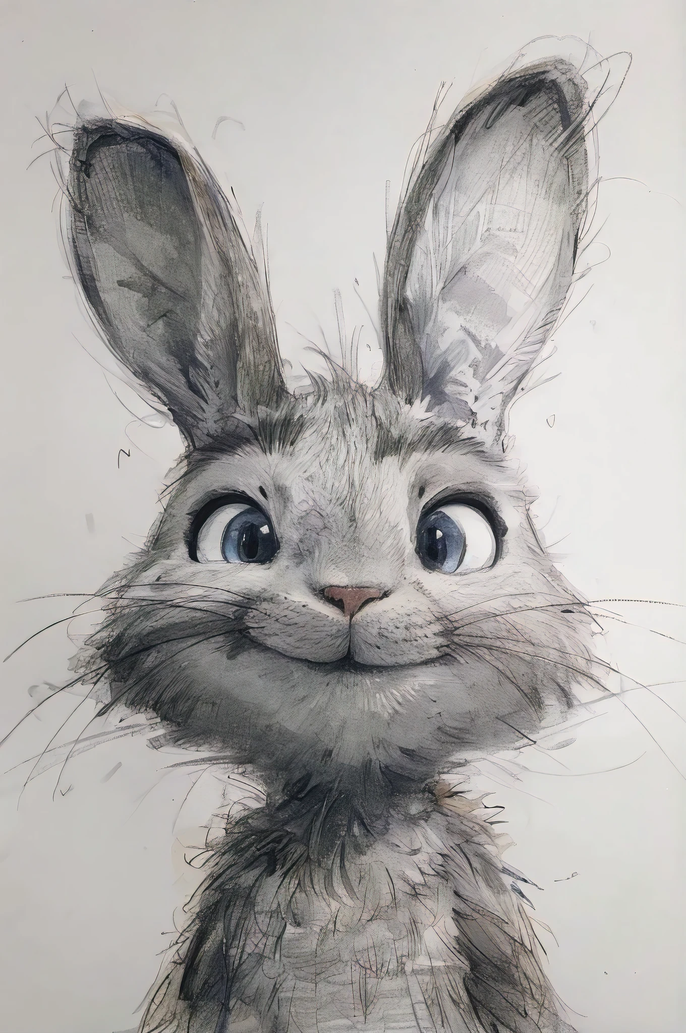 best quality, children's scribble drawing of a cute animal white background