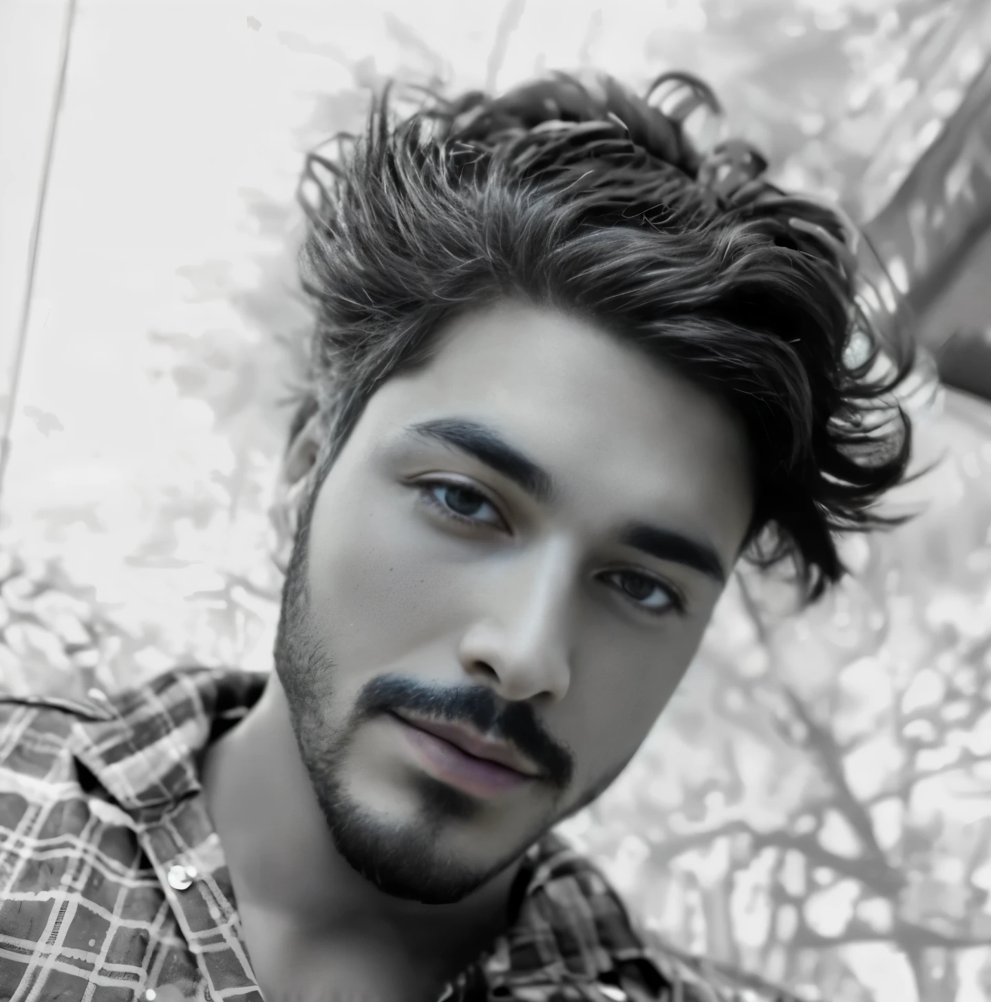 Best quality, masterpiece, ultra high res, portrait, (photorealistic:1.4), raw photo, handsome manly man, Top Knot, wearing suit, beard, detailed face textures,