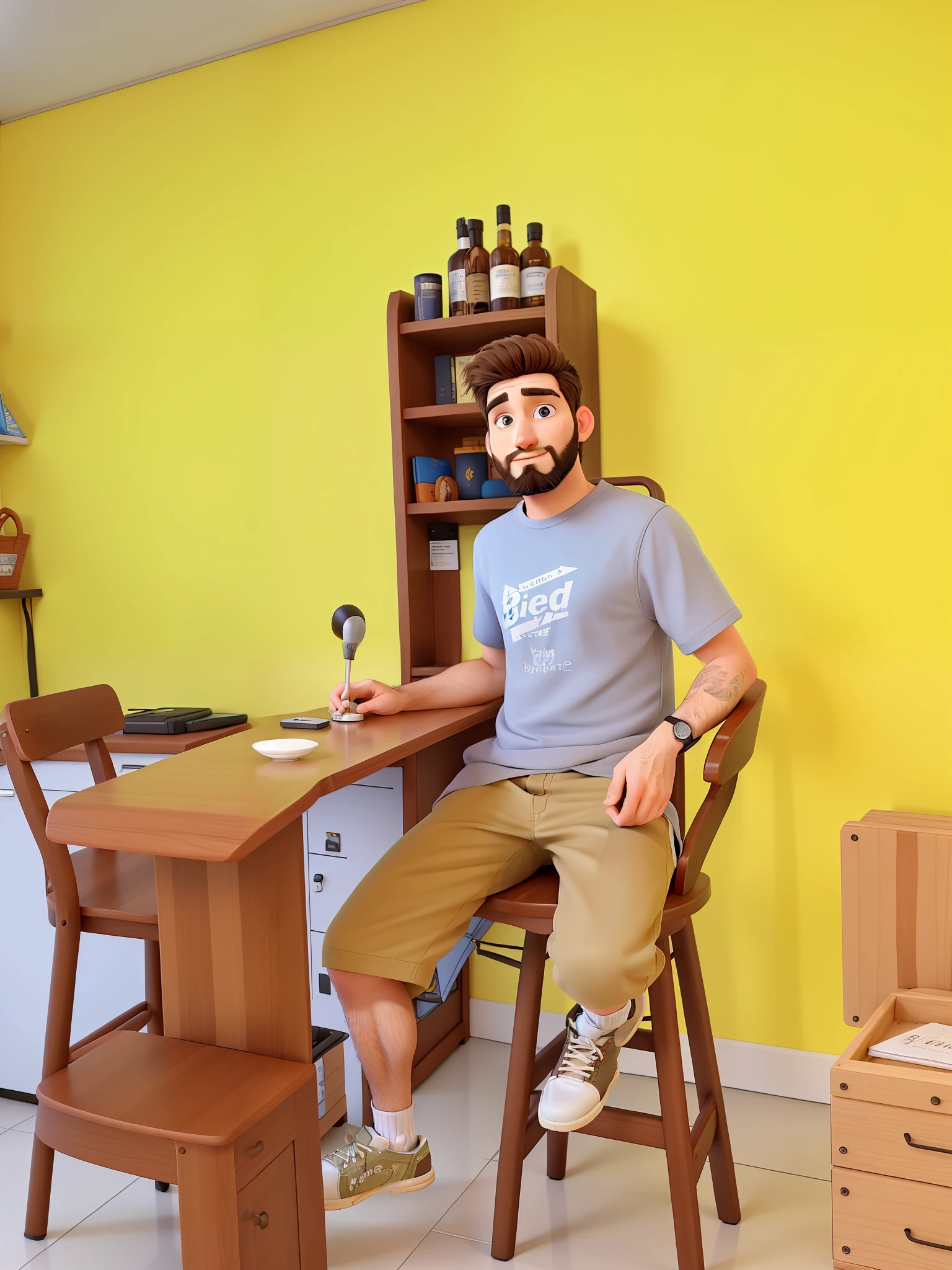 a 25 year old man with a beard sitting