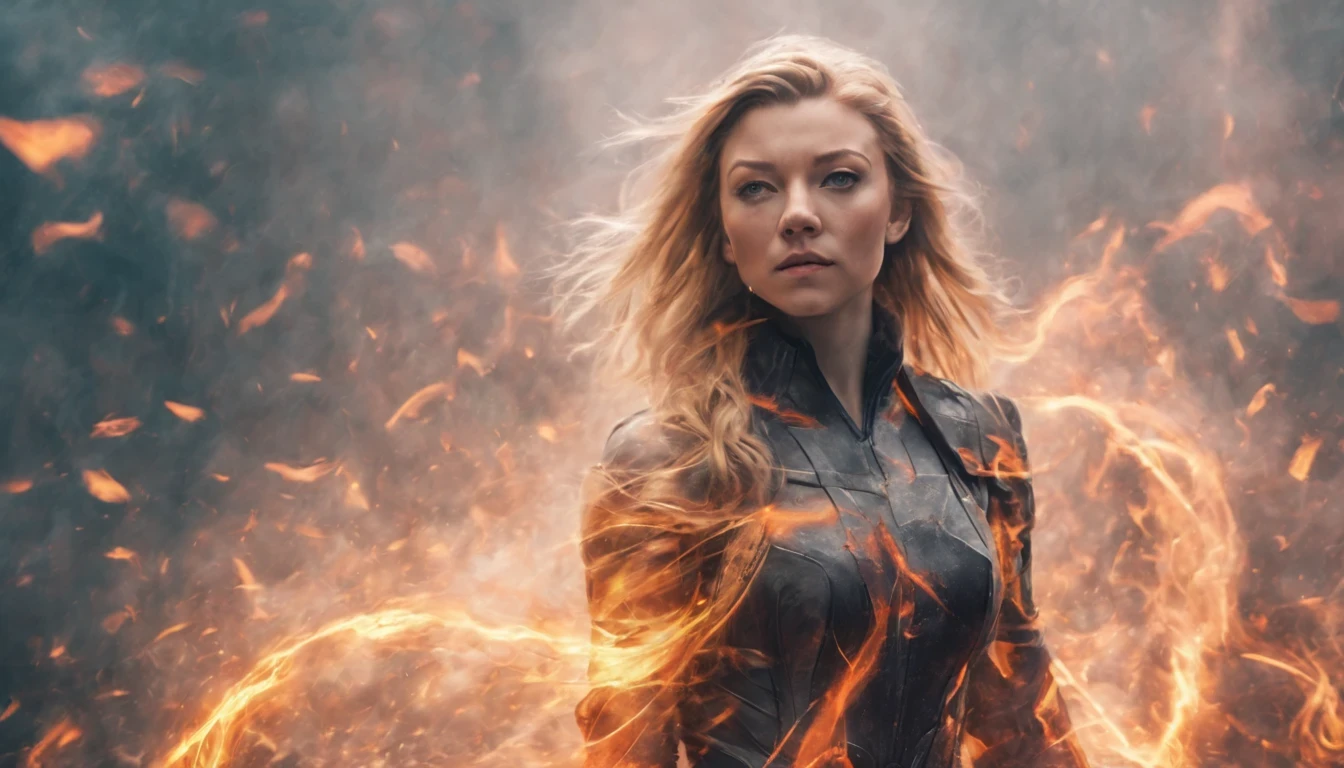 realistic photo, masterpieces, (ohwx woman), Natalie Dormer, short flaming hair, Hunger games hairstyle, Composed of fire elements, beautiful postures,transparency,Sci-fi light effects,(Light-emitting circuit board:1.6),a sexy flaming skirt, Flame skin,Flame print, on fire, fire elemental, fire magic, raw photo,full shot, hero pose, magic, fantasy imervive dark background, contrast between the burning figure and the dark background, 