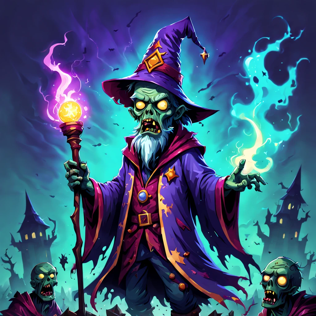 Zombie Wizard in digital illustration art style