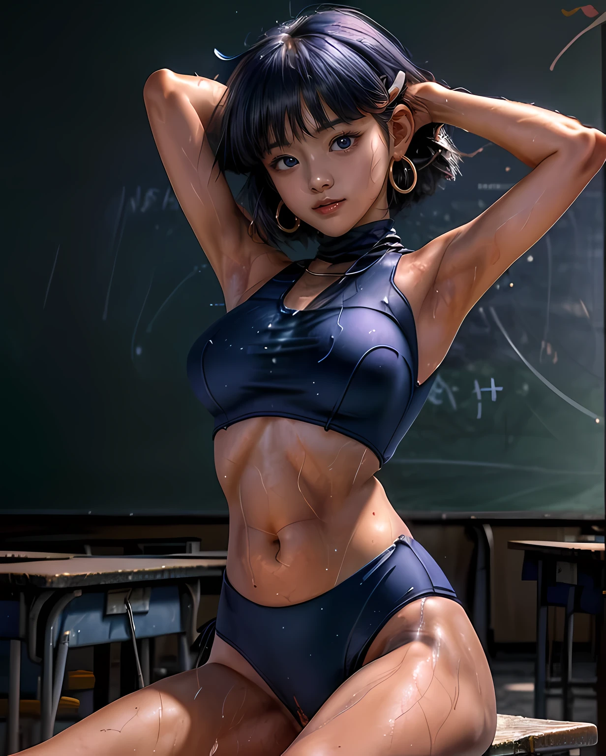 nadiaがCowgirlで性交する, (((realistic, highest quality, High resolution, real women pictures:1.2))), (((A -yeld hischool girl wearing a navy blue school swimsuit:1.6)), (navy high neck school swimsuit:1.4), (slender body shape:1.9), Cowgirlで性交する, ((anatomically correct:1.2)), (She is wearing a navy blue school swimsuit whose fabric is too thin..:1.1), 膣に陰茎を挿入するCowgirlポーズ, curved body, 大きく股を開いてCowgirl, A high neck swimsuit that was wet and too close to the skin, one piece swimsuit, Detailed depiction of the vagina, beautiful thighs, brutal penis thrusts up vagina, nose too small, toned abdominal muscles, 16 year ol girl has sex with her clothes on, saddle, Cowgirl, tears, Girl straddles guy, (normal limb), Too cute small face, sensitive nipples, The whole body is wet with sweat, put your hands behind your head, Don&#39;Don&#39;t show your nostrils, realistic, lips slightly open, (anatomically correct:1.2), A guy inserts a penis into a girl, nadia, (inside the classroom:1.6), short hair with bangs, (少女が男とCowgirlで性交する)