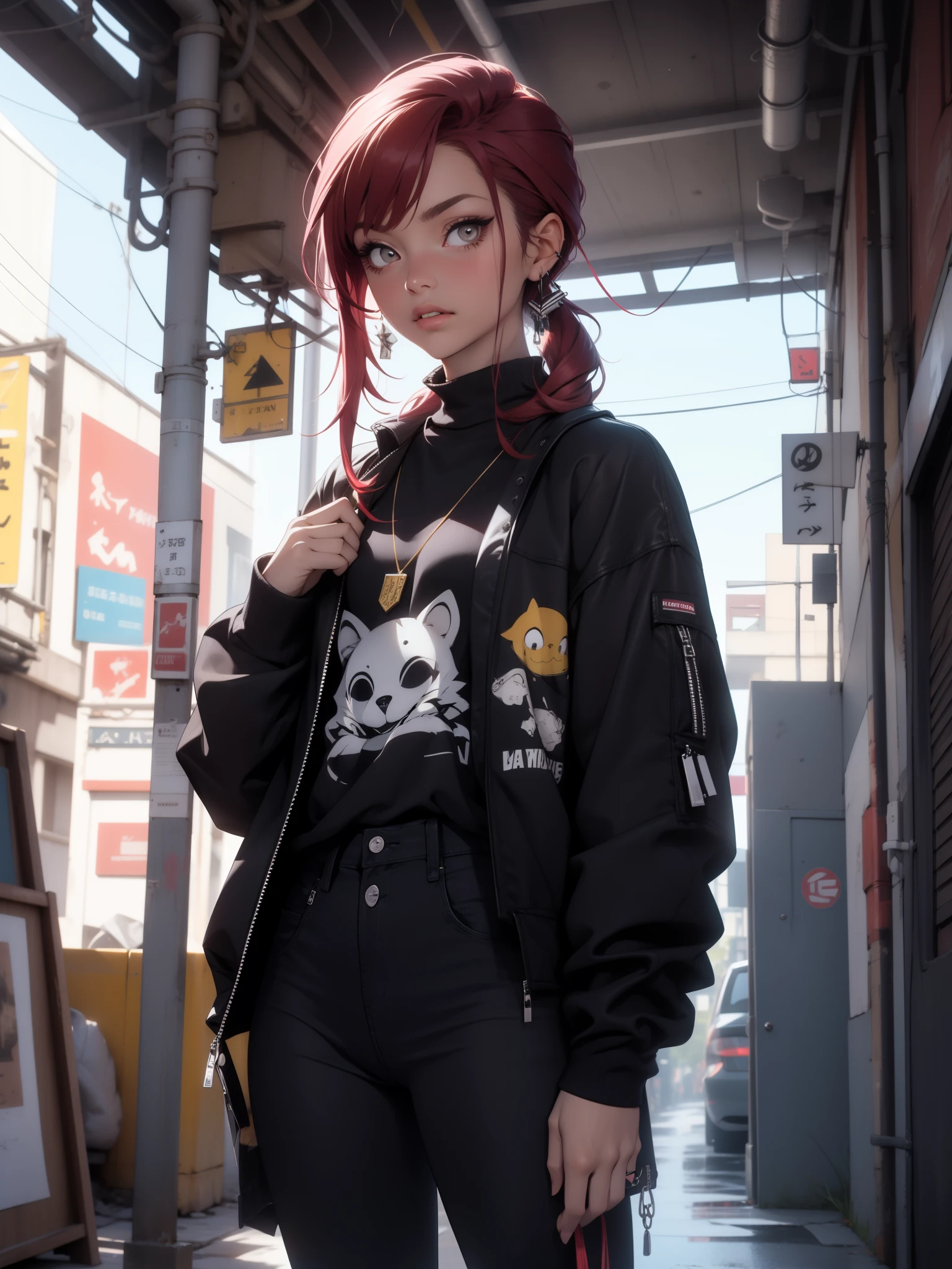 corpo todo, maquiagem, mascara, The lips are soft or black, fundo preto simples, minimalismo, monotone, paletas de cores simples, limpo, Crisp drawings, silhuetas fluidas, punk , half pants, roupa rasgada, Rocha, Saia, Asymmetric, geometric, roupas de rock, Simple and minimalist accessories, Necklaces and thin rings in silver or gold, Pulseiras simples, Designs diferentes, silhuetas simples, Estilo Diesel, garota punk, minimalismo, materiais de alta qualidade, Fresh and urban printing, alta moda, Simplicity and sophistication, vermelho, cor preta, sexy, ruiva