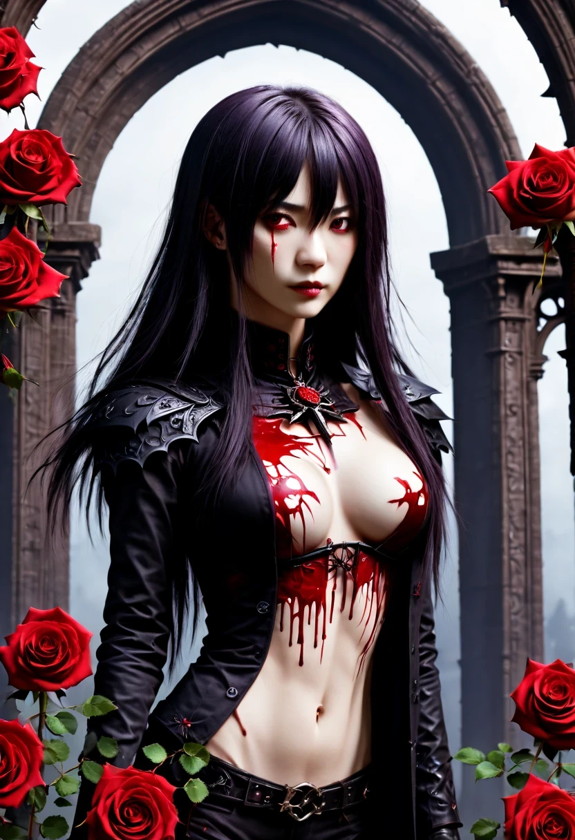 (Messenger from hell:1.4),(Rose田:1.5),cross,one个巨大的吸Blood鬼,View of sickle from below,hell,magma,flame,(紫色flame:1.3),There is fresh Blood on the ground,Blood pool,dripping Blood,Gothic aesthetics,one、Rose、castle、cross、Blood、churchyard,gothic style的神秘、solemn and profound,gothic style,gothic style蕾丝的衣服、象征浪漫的Rose、grave、吸Blood鬼、witch、ruins、gothic cathedral,Gothic symbols series,Rose花园