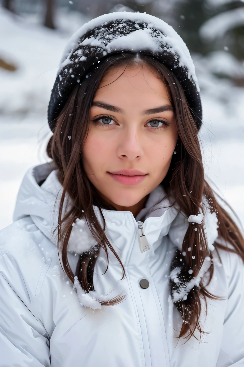 Beautiful brunette girl snowboarding on the backdrop of a fabulous snow mountain, very detailed, 25 years old, adventurous face, messy long hair, brown eyes, high-res, masterpiece, best quality, intricate details, highly detailed, sharp focus, detailed skin, realistic skin texture, texture, detailed eyes, professional, 4k, smile, captured with Canon, 85mm lens, shallow depth of field, Kodak Vision color, perfectly fitted snow gear, extremely detailed, photo_\(ultra\), photorealistic, realistic, post-processing, maximum details, roughness, real-life, ultra-realistic, photorealism, photography, 8k UHD, photography