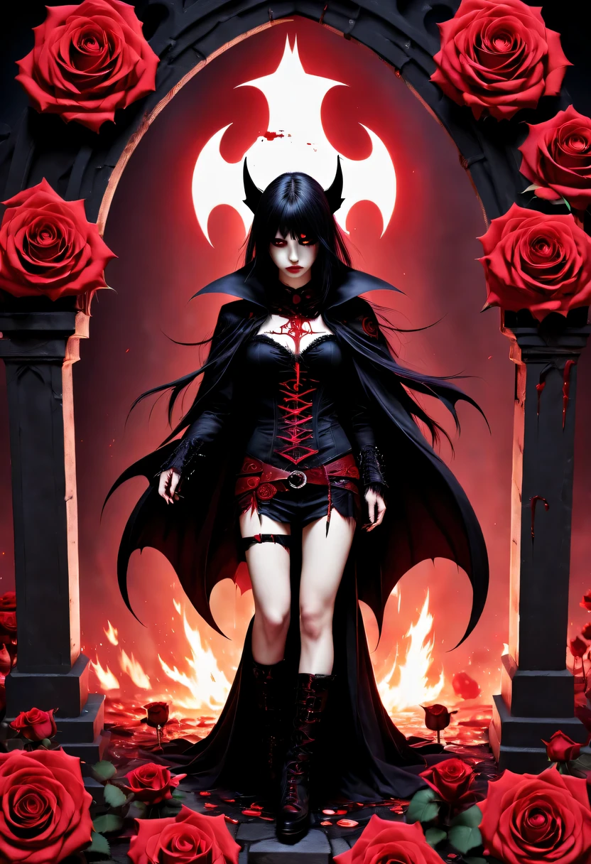 (Messenger from hell:1.4),(Rose田:1.3),cross,one个巨大的吸Blood鬼,View of sickle from below,hell,magma,flame,(紫色flame:1.3),There is fresh Blood on the ground,Blood pool,dripping Blood,Gothic aesthetics,one、Rose、castle、cross、Blood、churchyard,gothic style的神秘、solemn and profound,gothic style,gothic style蕾丝的衣服、象征浪漫的Rose、grave、吸Blood鬼、witch、ruins、gothic cathedral,Gothic symbols series,Rose花园