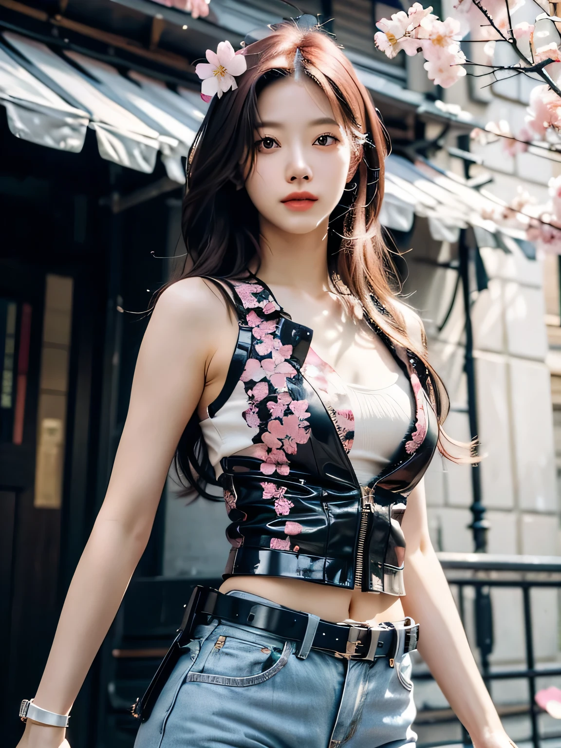 (Pretty Asian girl, idol, extremely detailed CG, 8K High Quality, Depth of field, Cinematic Light, Lens Flare, Ray tracing, beautiful lips, lots of cute soft very pale freckles, beautiful eyes, intricate detail face, ultra detailed skin, 1girl, in the dark, deep shadow, front shot, face forward, big eyes, clear brown eyes, walking, pale skin, glowing orange ginger hairs and eyebrows, perky breasts, nice cleavage, looking at viewer, big smile, ridiculously lots of tattoo sleeves on both arms and all over her body, wear a tight sexy low waist tartan skirt that let us see her thong belts, tight top that let us see her bra, large crotch gap, view full body from head to feet, slutty, navel piercing, wear cat ears headband), earrings, piercings, jewelry, lots bracelets, at the arcade
An Asian girl, exhibiting idol-like features, emerges from the depths of shadow in an extremely detailed CG Unity 8K wallpaper. Her beautifully sculpted face boasts intricate details, with ultra-detailed skin that appears almost alive, she want's us to think of her as a slut