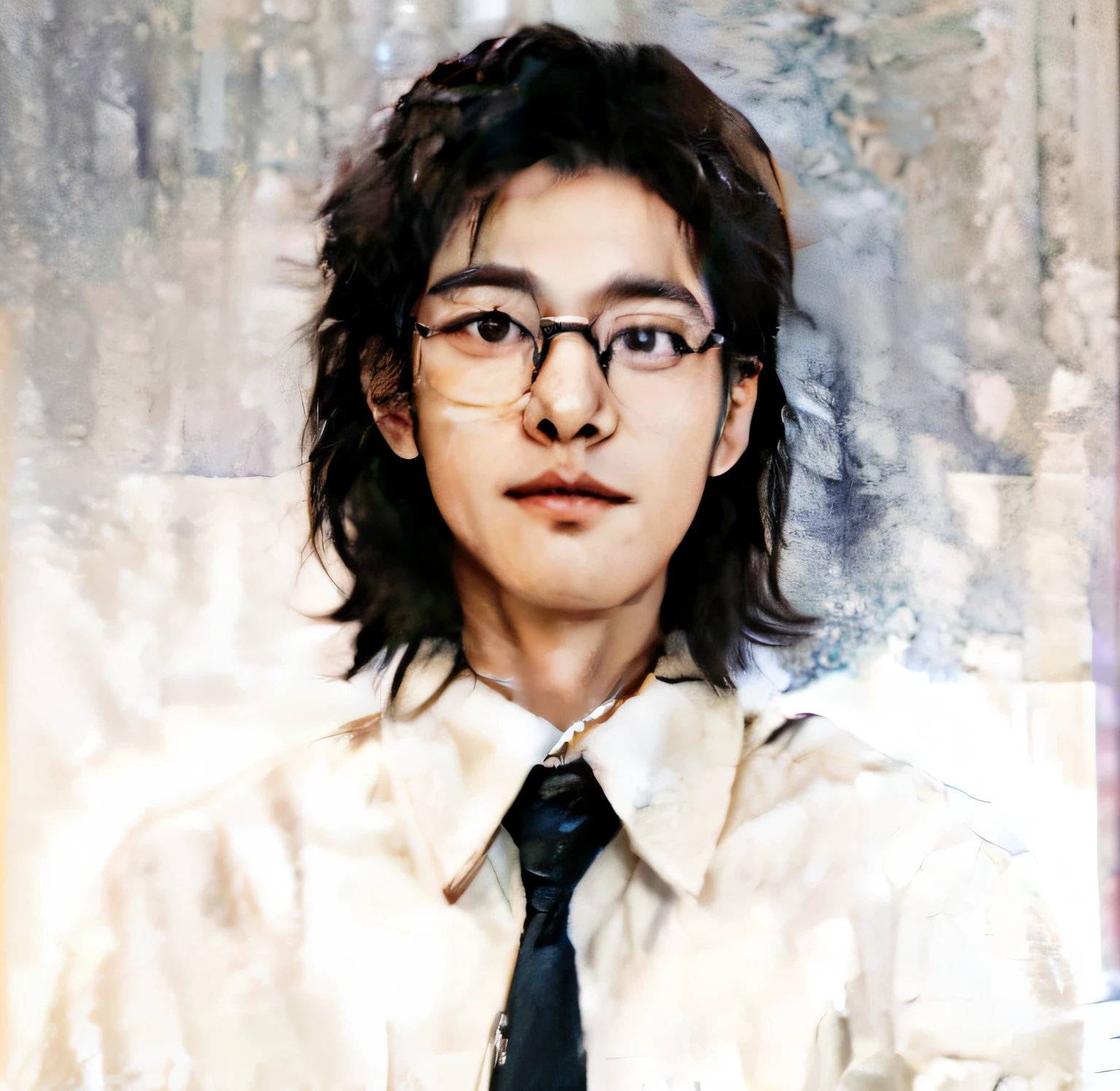 a drawing of a man with glasses and a black shirt, kentaro miura manga art style, delicate androgynous prince, seinen manga portrait, inspired by Iwao Takamoto, androgynous person, kentaro miura manga style, with glasses, androgynous face, beautiful androgynous prince, kentaro miura art