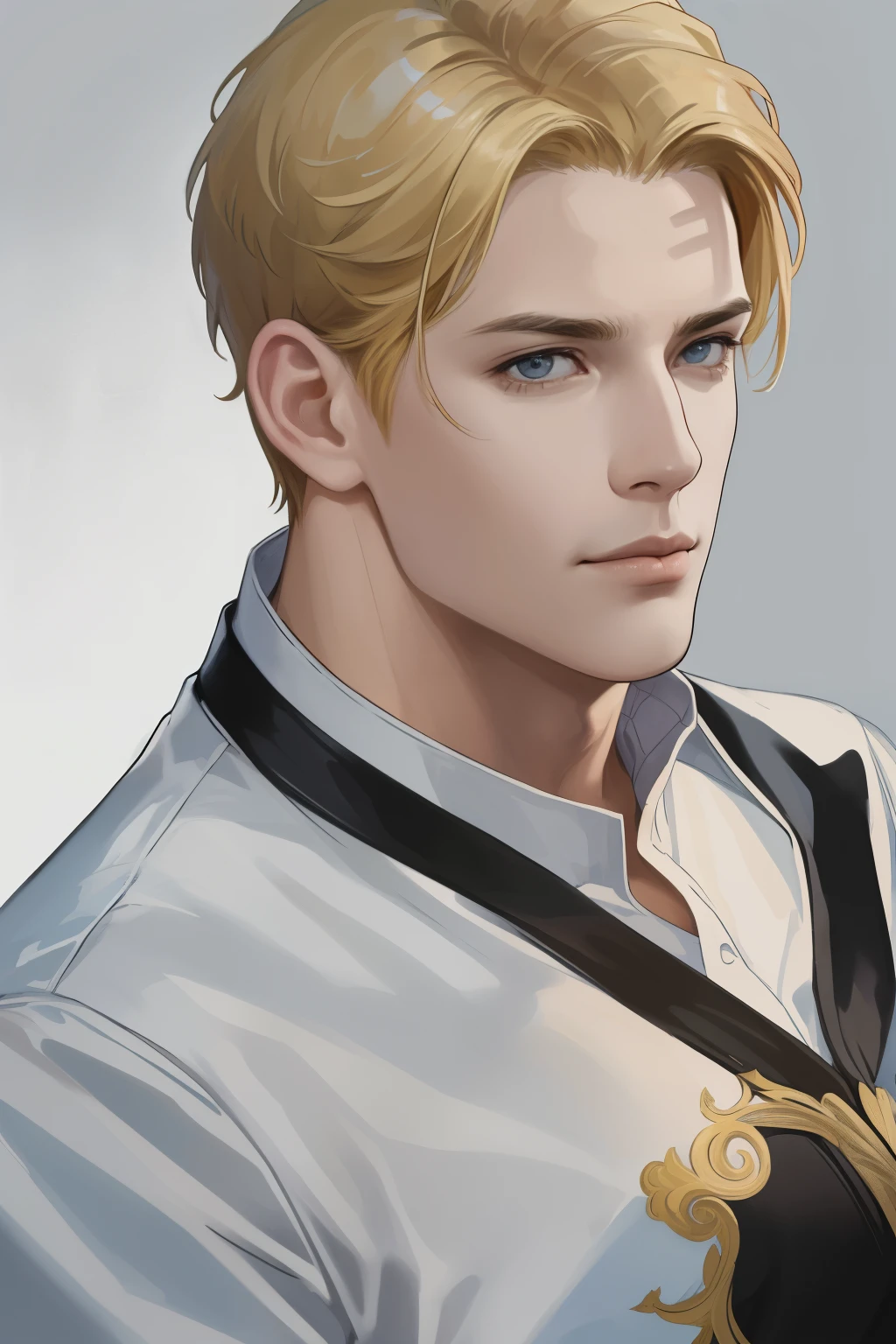 The prompt for the first theme: 

"(best quality, realistic, ultra-detailed, highres, masterpiece:1.2), portrait, extremely detailed face, masculine focus, mature, tall, muscular, elegant, [thick eyebrows], blonde hair, (short hair), pound."