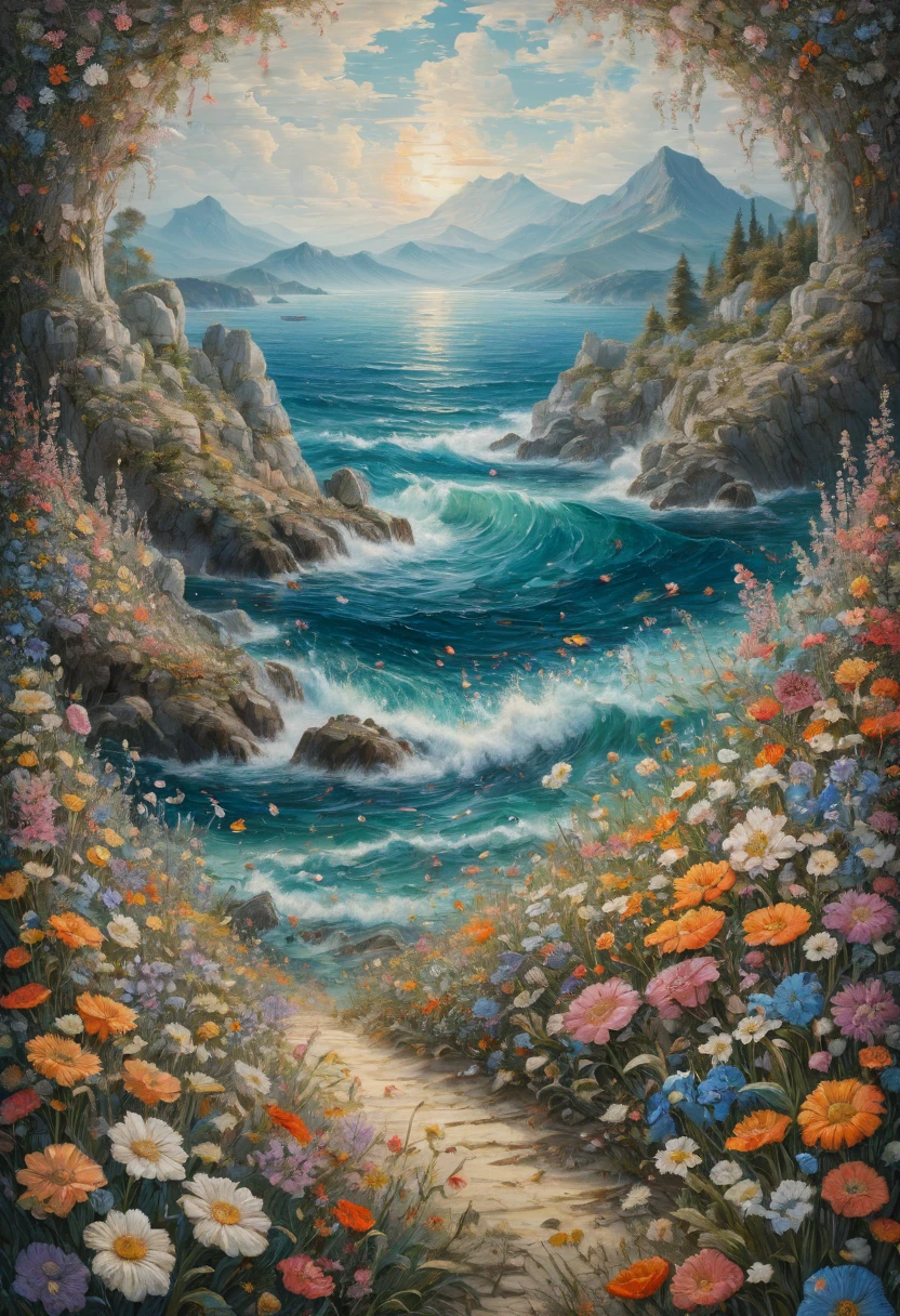 sea of flowers, by Michal Kváč, best quality, masterpiece, Representative work, official art, Professional, Ultra intricate detailed, 8k