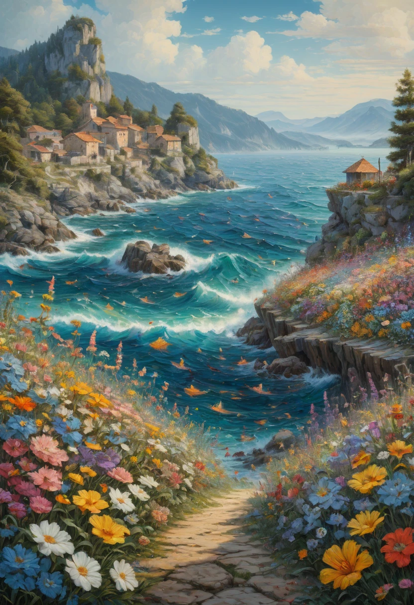 sea of flowers, by Michal Kváč, best quality, masterpiece, Representative work, official art, Professional, Ultra intricate detailed, 8k