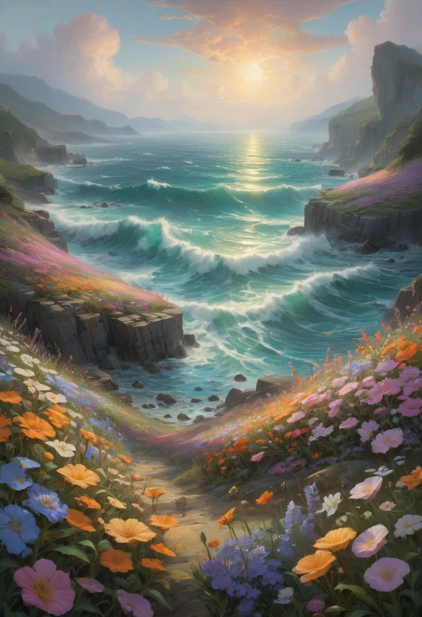 sea of flowers, by Jordan Grimmer, best quality, masterpiece, Representative work, official art, Professional, Ultra intricate detailed, 8k