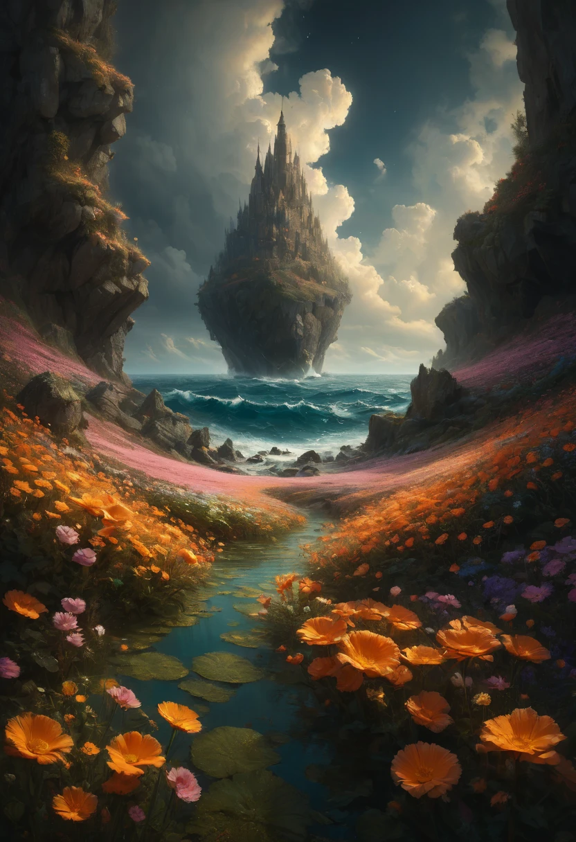 sea of flowers, by Michal Karcz, best quality, masterpiece, Representative work, official art, Professional, Ultra intricate detailed, 8k