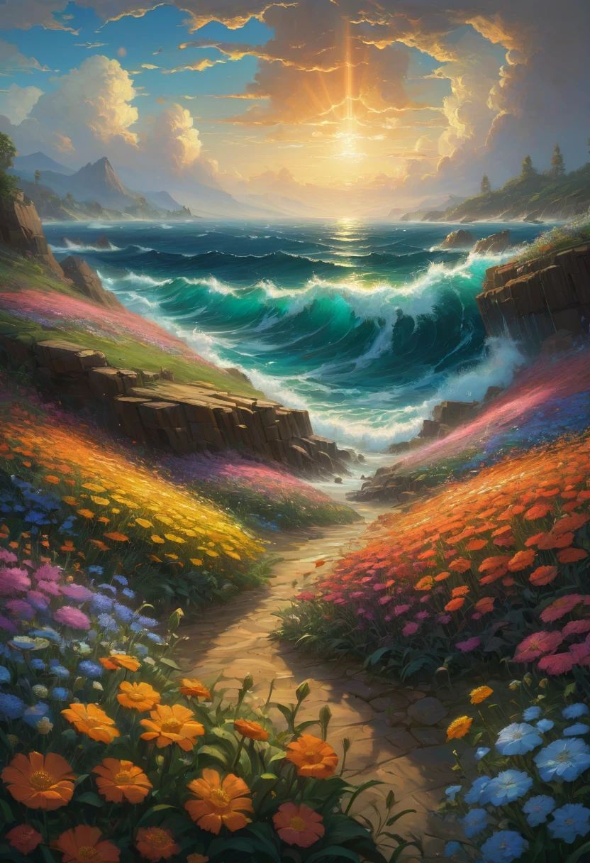 sea of flowers, by Michal Karcz, best quality, masterpiece, Representative work, official art, Professional, Ultra intricate detailed, 8k