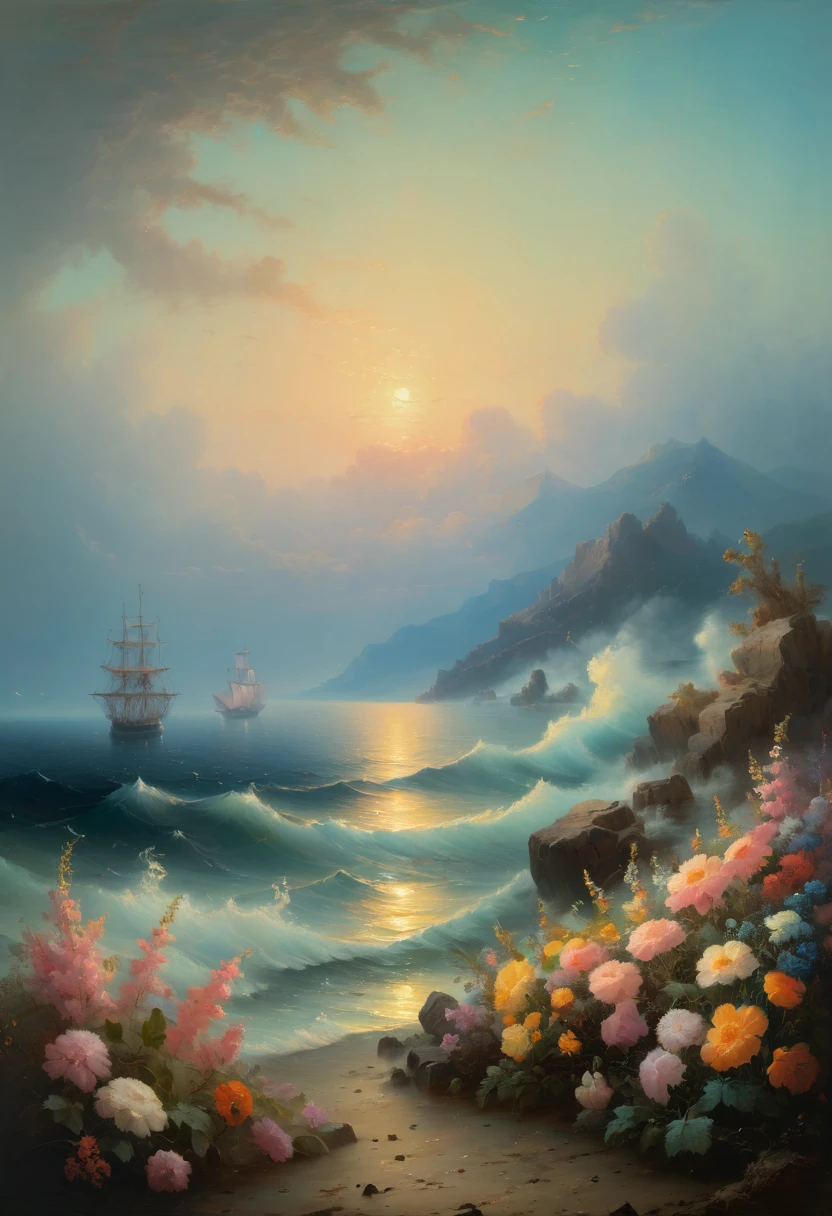 sea of flowers, by Ivan Aivazovsky, best quality, masterpiece, Representative work, official art, Professional, Ultra intricate detailed, 8k