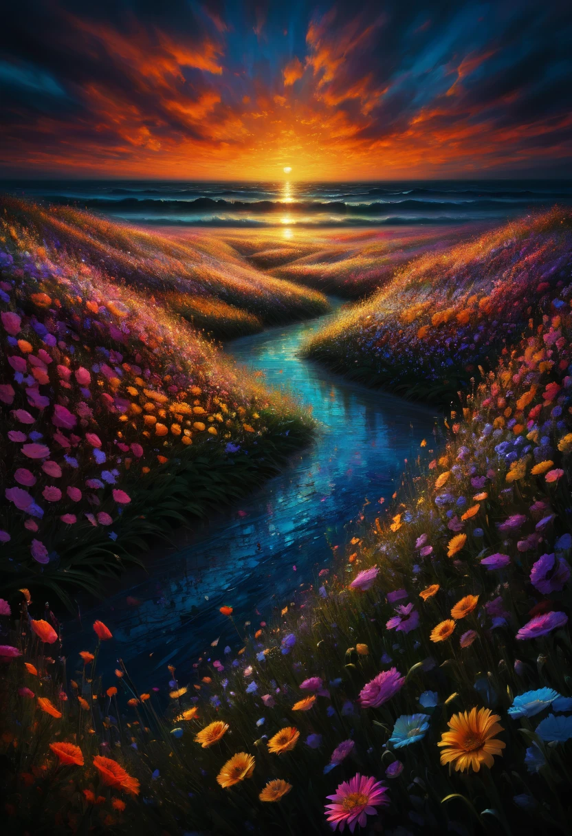sea of flowers, by Josh Adamski, best quality, masterpiece, Representative work, official art, Professional, Ultra intricate detailed, 8k