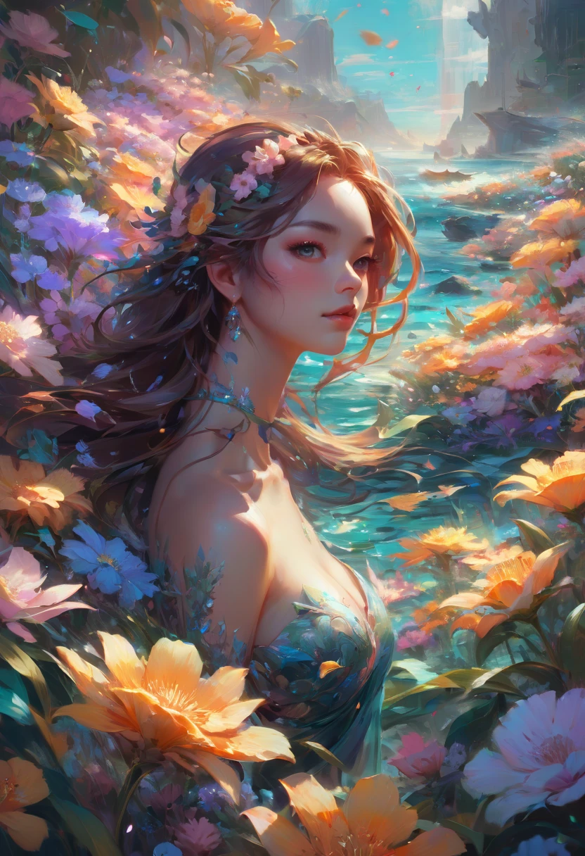 sea of flowers, by Ross Tran, best quality, masterpiece, Representative work, official art, Professional, Ultra intricate detailed, 8k