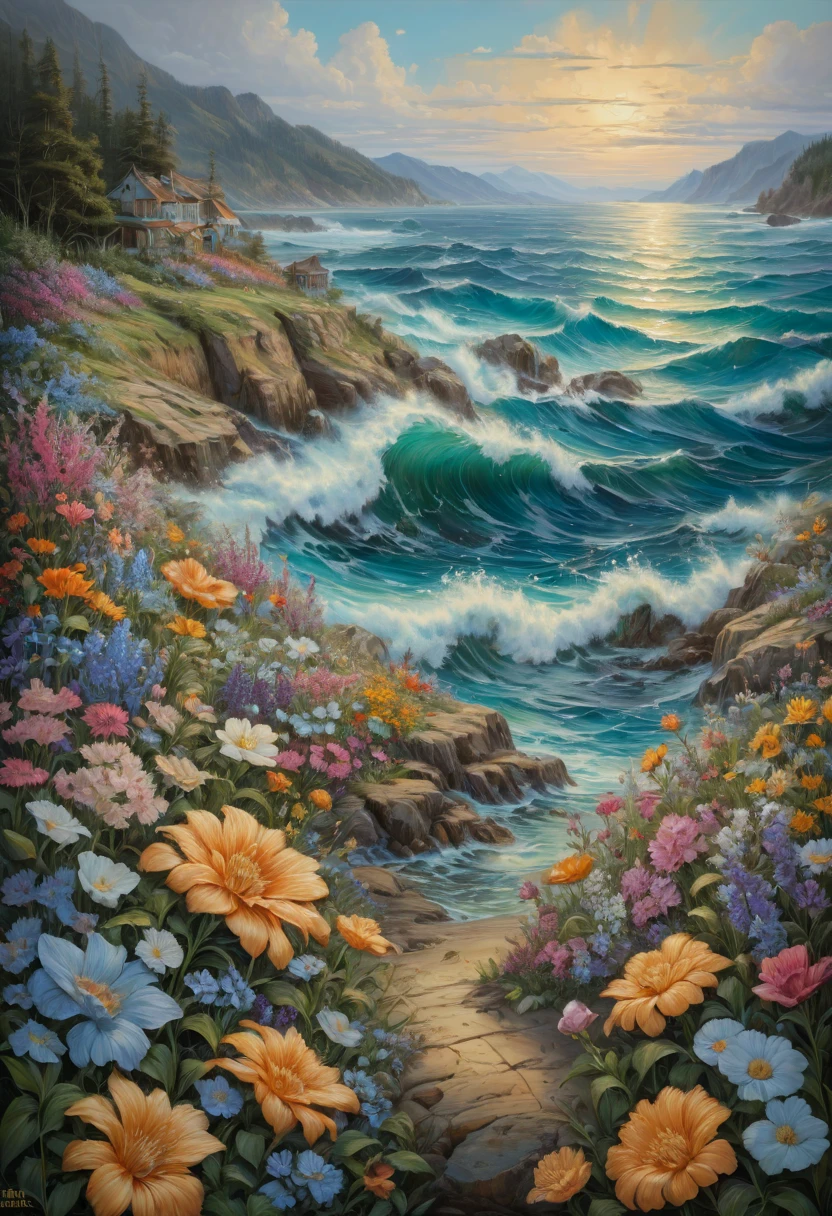 sea of flowers, by Ross Tran, best quality, masterpiece, Representative work, official art, Professional, Ultra intricate detailed, 8k