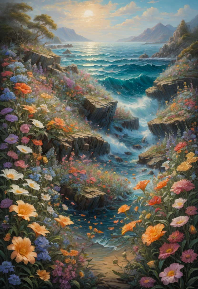 sea of flowers, by Ross Tran, best quality, masterpiece, Representative work, official art, Professional, Ultra intricate detailed, 8k