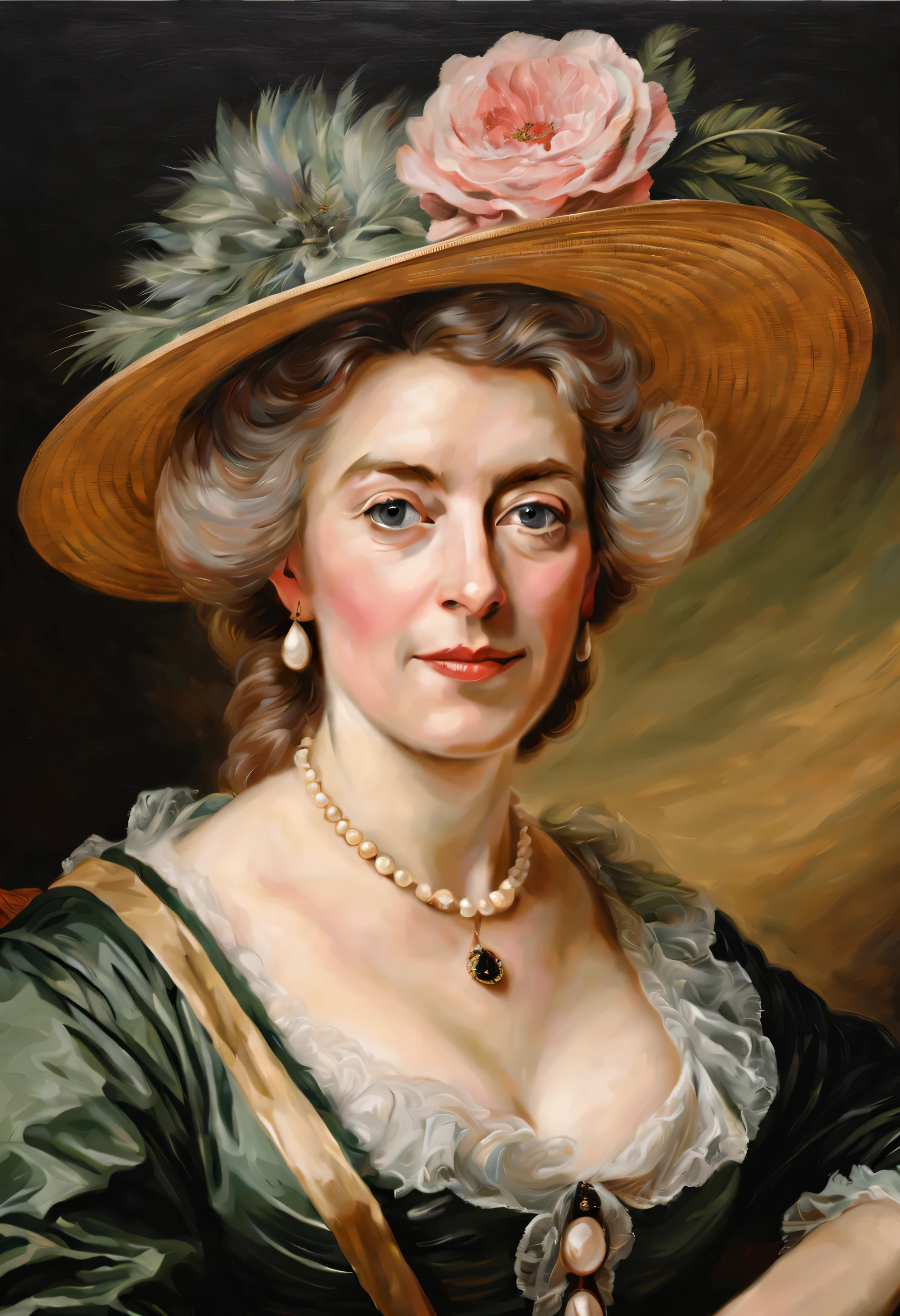 Georgiana Cavendish, Duchess of Devonshire ((John Daugman style)), dark romanticism palette knife oil painting, ((Best quality, Masterpiece)), ((Highest detail)), RAW:1,1, 8K