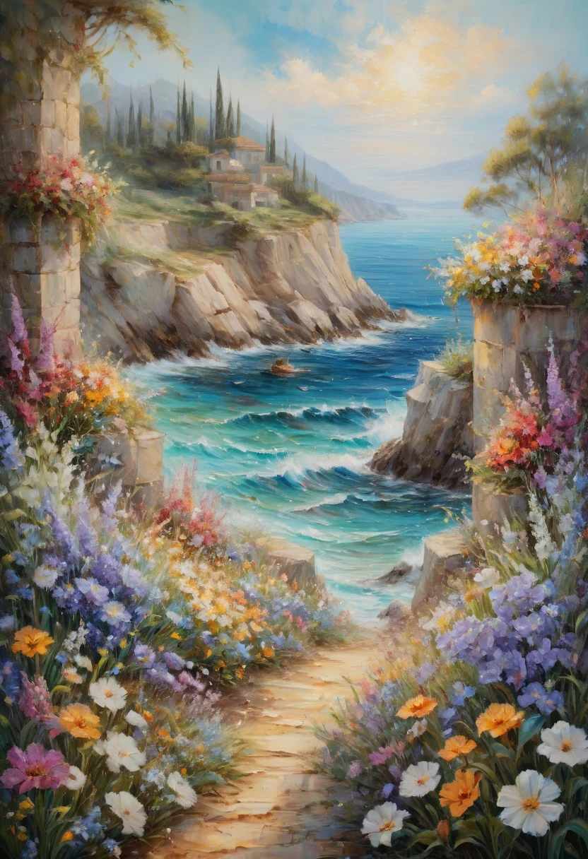 sea of flowers, by Karen Wallis, best quality, masterpiece, Representative work, official art, Professional, Ultra intricate detailed, 8k