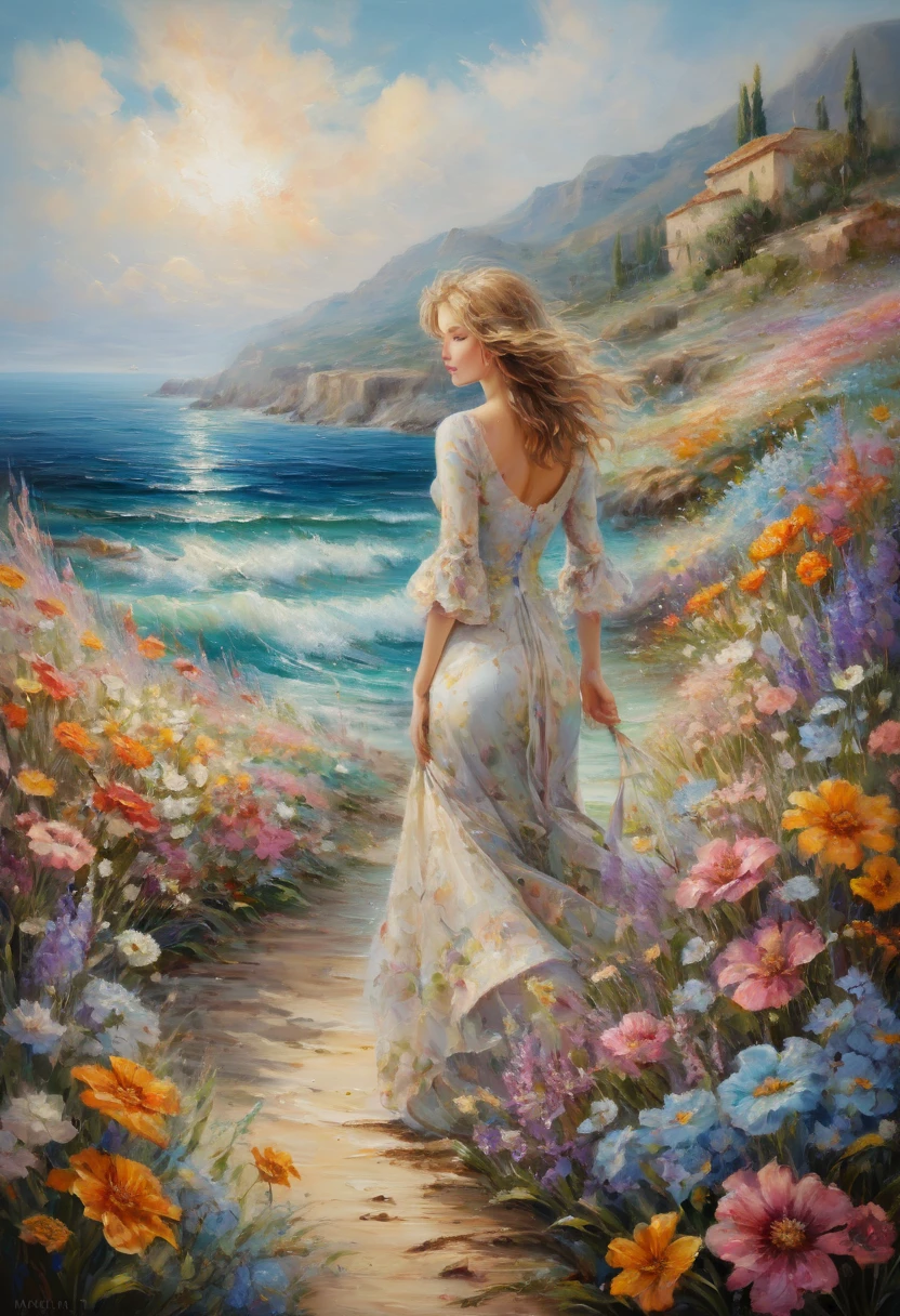 sea of flowers, by Ross Tran, best quality, masterpiece, Representative work, official art, Professional, Ultra intricate detailed, 8k